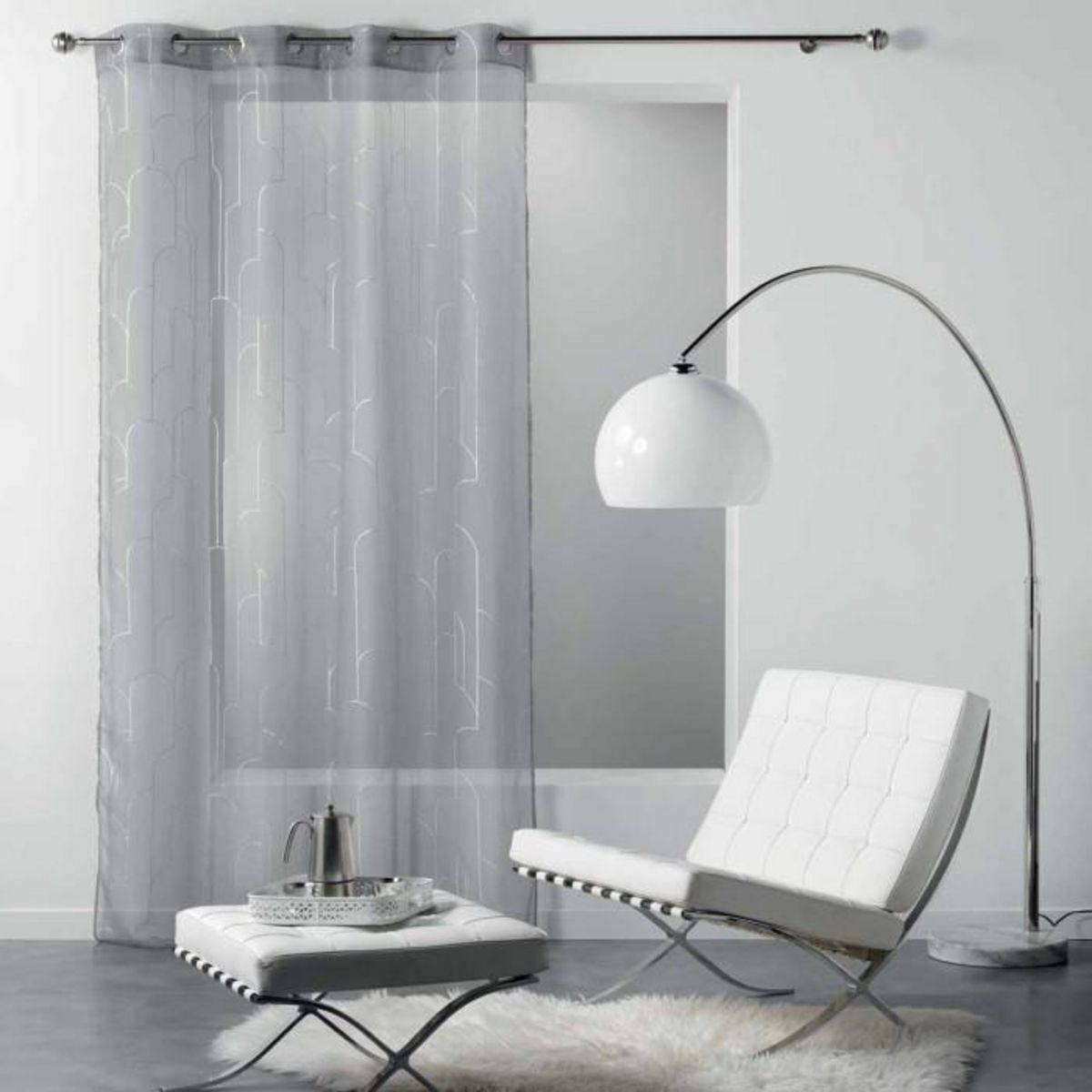 Paris Prix Rideau Voilage à Œillets  Domea  140x240cm Gris