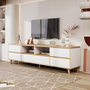 Voir la diapositive 4 : MERAX Meuble tv naturel+blanc 175 cm mdf