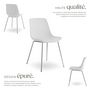 Voir la diapositive 3 : tectake Chaises en plastique grande coupe en plastique blanc/gris chrome Lot de 4