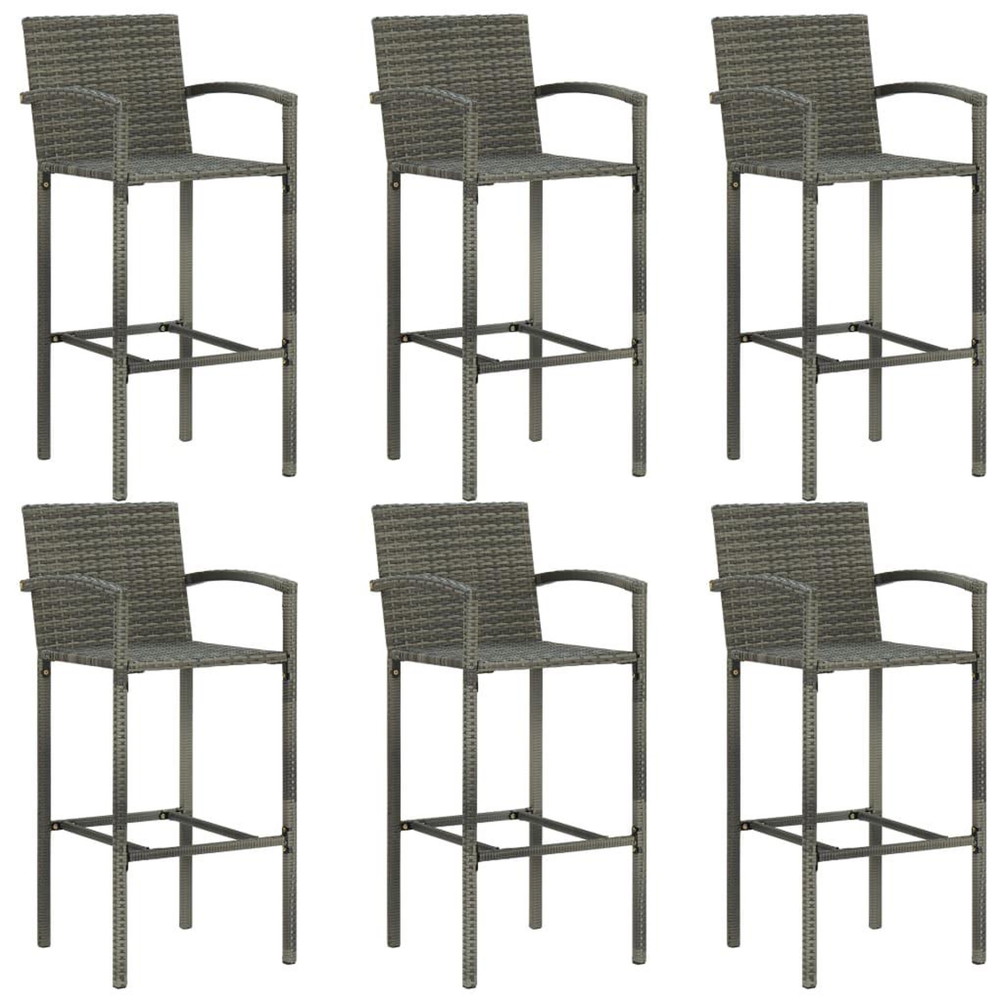 Voir la diapositive 3 : VIDAXL Ensemble de bar d'exterieur 7 pcs accoudoir Resine tressee Gris