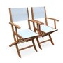 SWEEEK Salon de jardin en bois Almeria, grande table 180-240cm rectangulaire 2 fauteuils 6 chaises eucalyptus et textilène