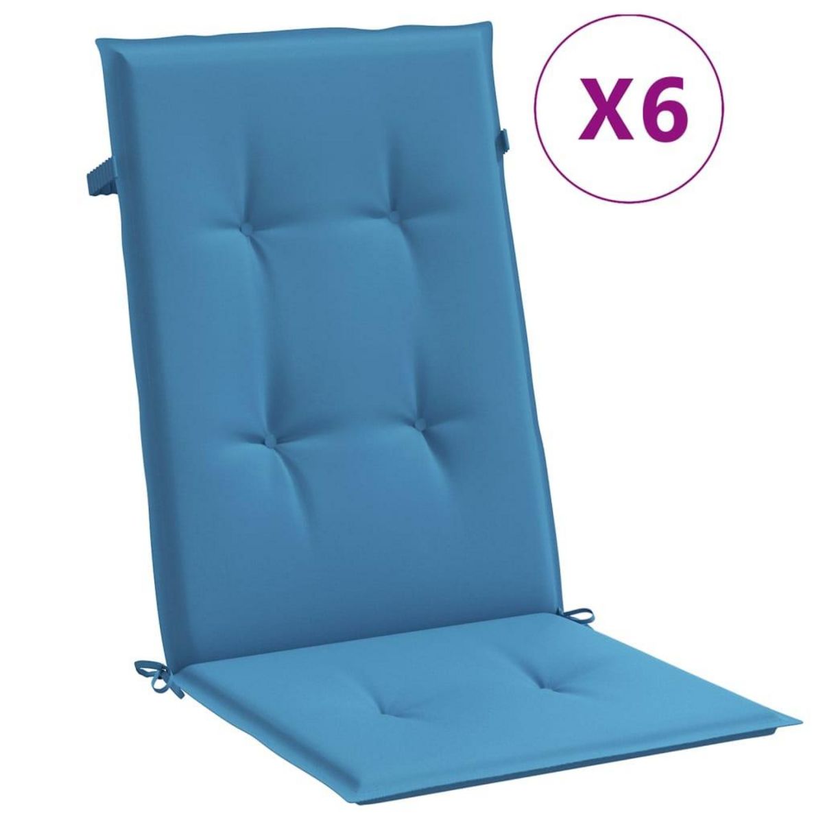 VIDAXL Coussins de chaise a dossier haut lot de 6 bleu melange tissu