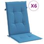 Voir la diapositive 2 : VIDAXL Coussins de chaise a dossier haut lot de 6 bleu melange tissu