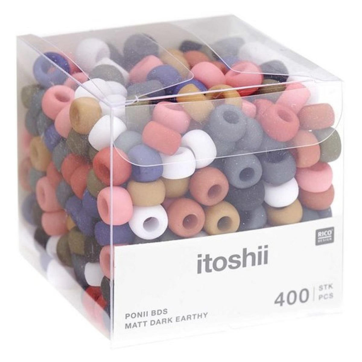 RICO DESIGN Itoshii pack 400 perles Ponii beads - couleur de la terre mat sombre