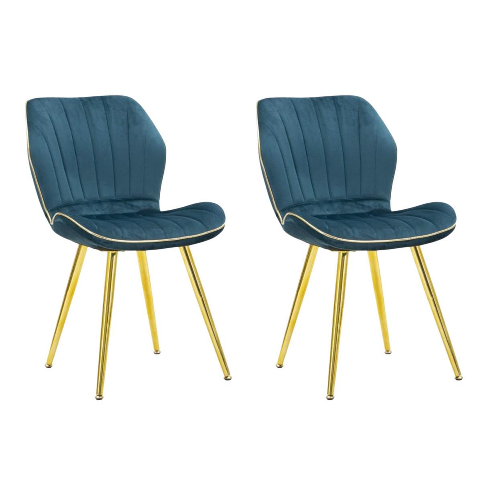 Paris Prix Lot de 2 chaises en tissu  paris  77cm bleu & or