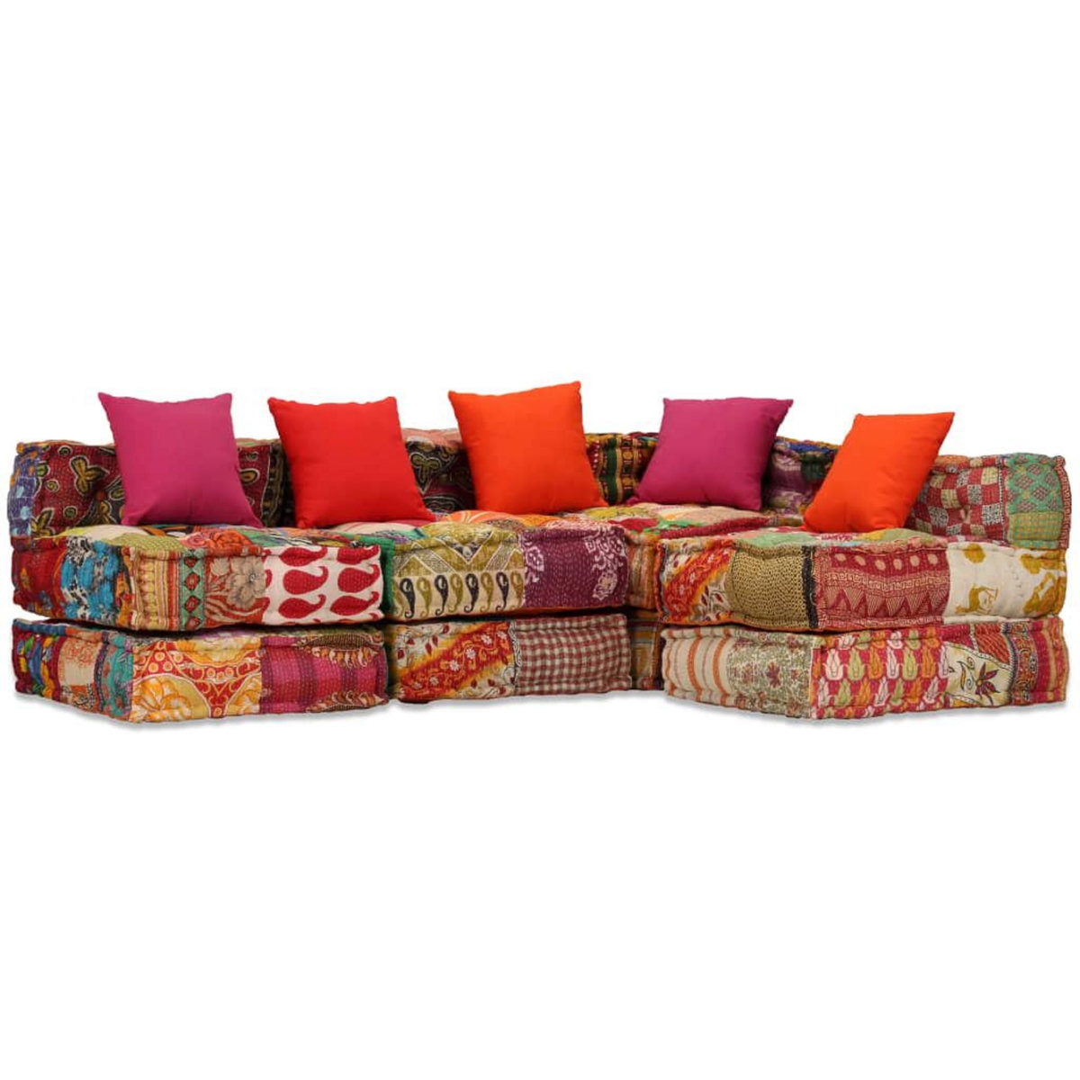 VIDAXL Pouf modulaire a 4 places Patchwork Tissu