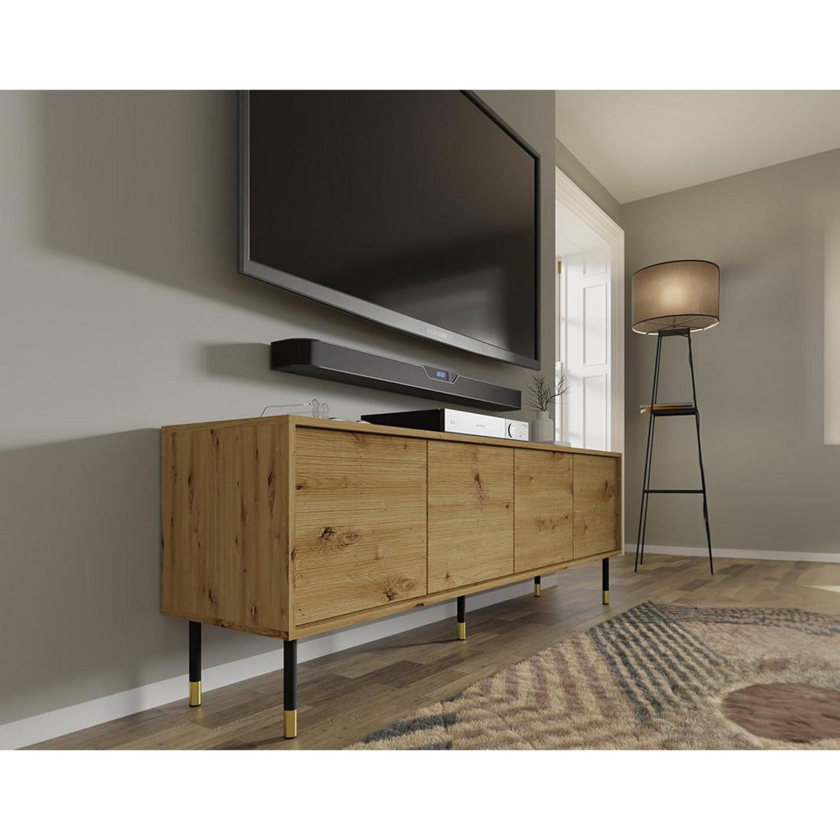 BEST MOBILIER Novara - meuble tv - 4 portes - 180 cm