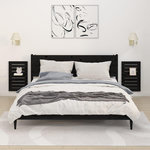 VIDAXL Etageres de chevet murales 2 pcs Noir Bois de pin massif