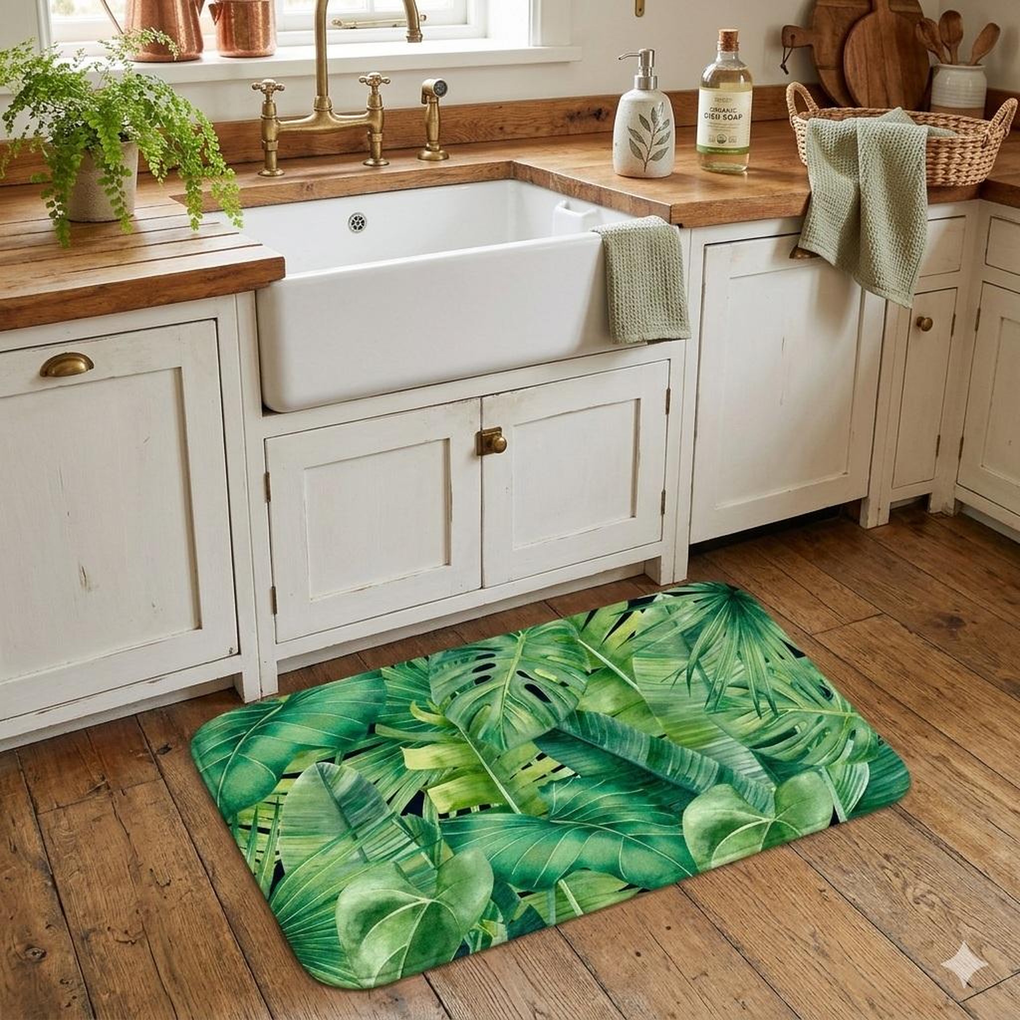 Voir la diapositive 2 : Eden Tapis décoratif motif feuillage 45 x 75 cm