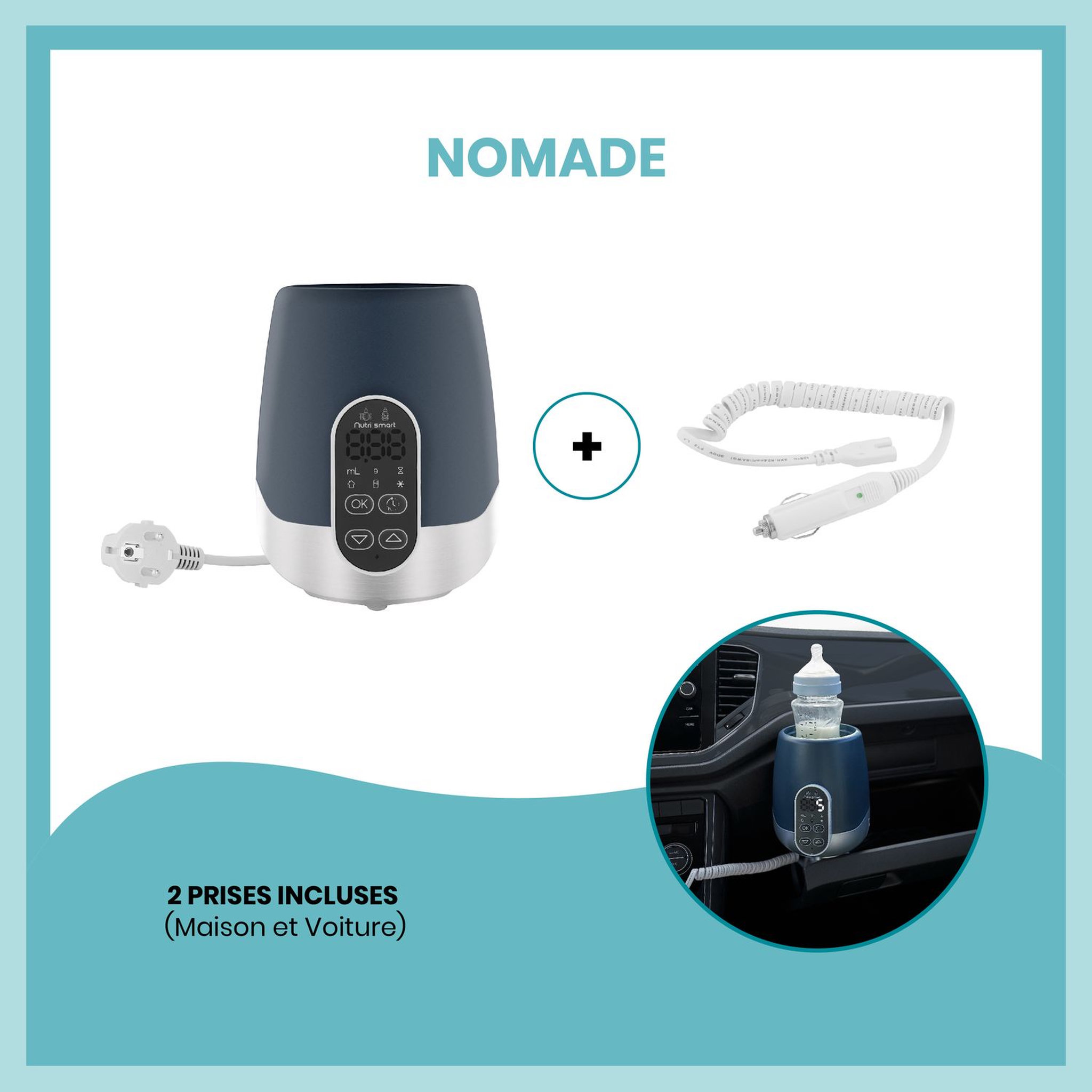 Voir la diapositive 6 : BABYMOOV Chauffe-biberons Maison / Voiture NutriSmart 
