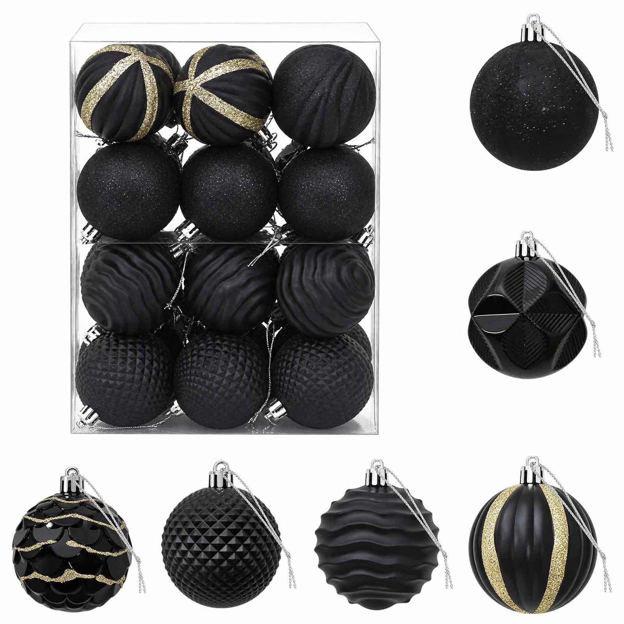 VIDAXL Ensemble de boules de Noël 36 pc Noir Diam. 6 cm Polystyrene