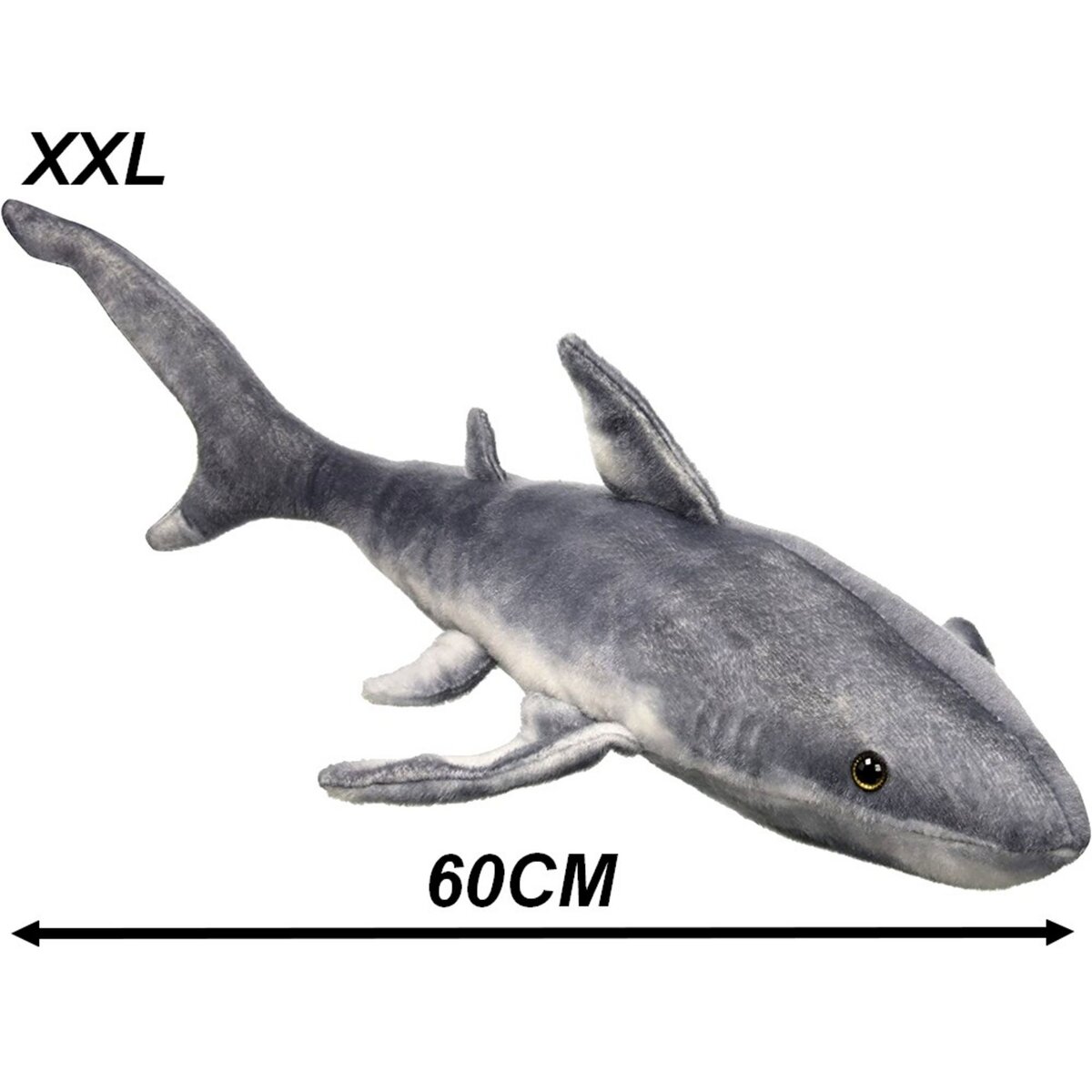 Grande peluche requin 60 cm jouet enfant Squale pas cher 