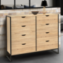 Voir la diapositive 2 : ID MARKET Commode 8 tiroirs DETROIT 115 cm design industriel