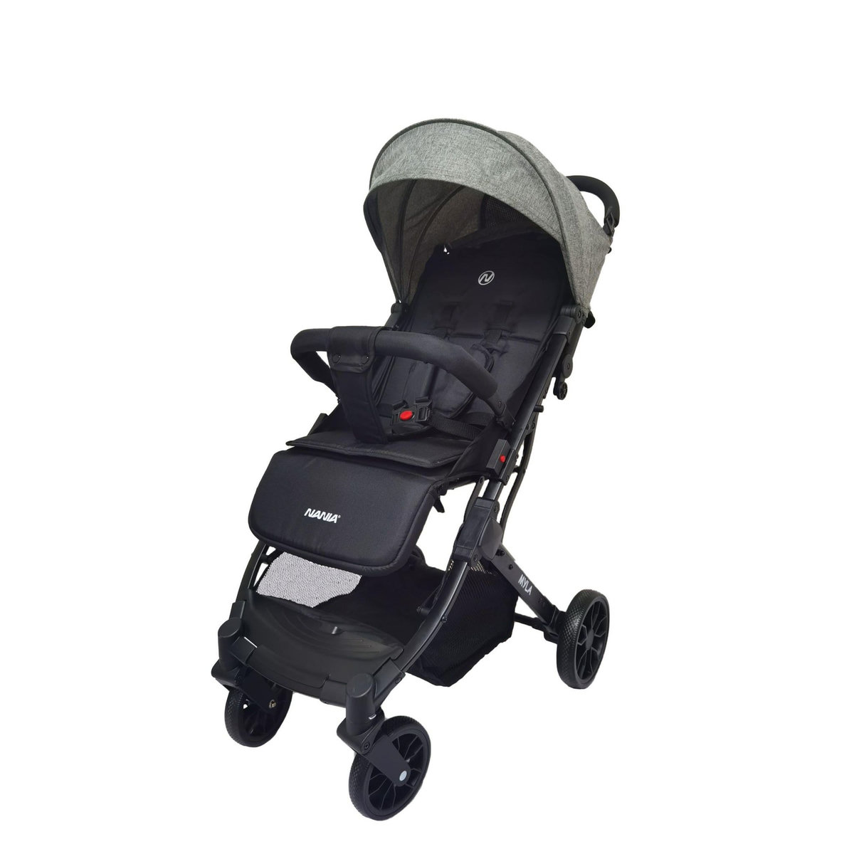 NANIA Nania Myla, poussette canne compacte, 0 à 4 ans ( 22kg max), légère (7,5 kg), poussette citadine, inclinable d'une main en position allongée, grand panier de rangement, avec trolley de transport