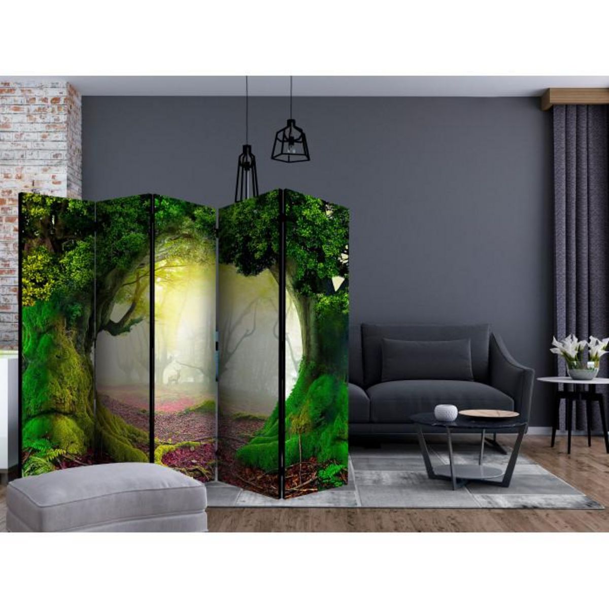 Paris Prix Paravent 5 Volets  Enchanted Forest  172x225cm
