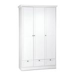 HomeStyle4U Armoire blanche avec tiroirs 3 portes chambre
