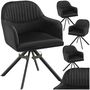 Voir la diapositive 1 : tectake Chaise pivotante en velours rembourrée noir/noir Lot de 4