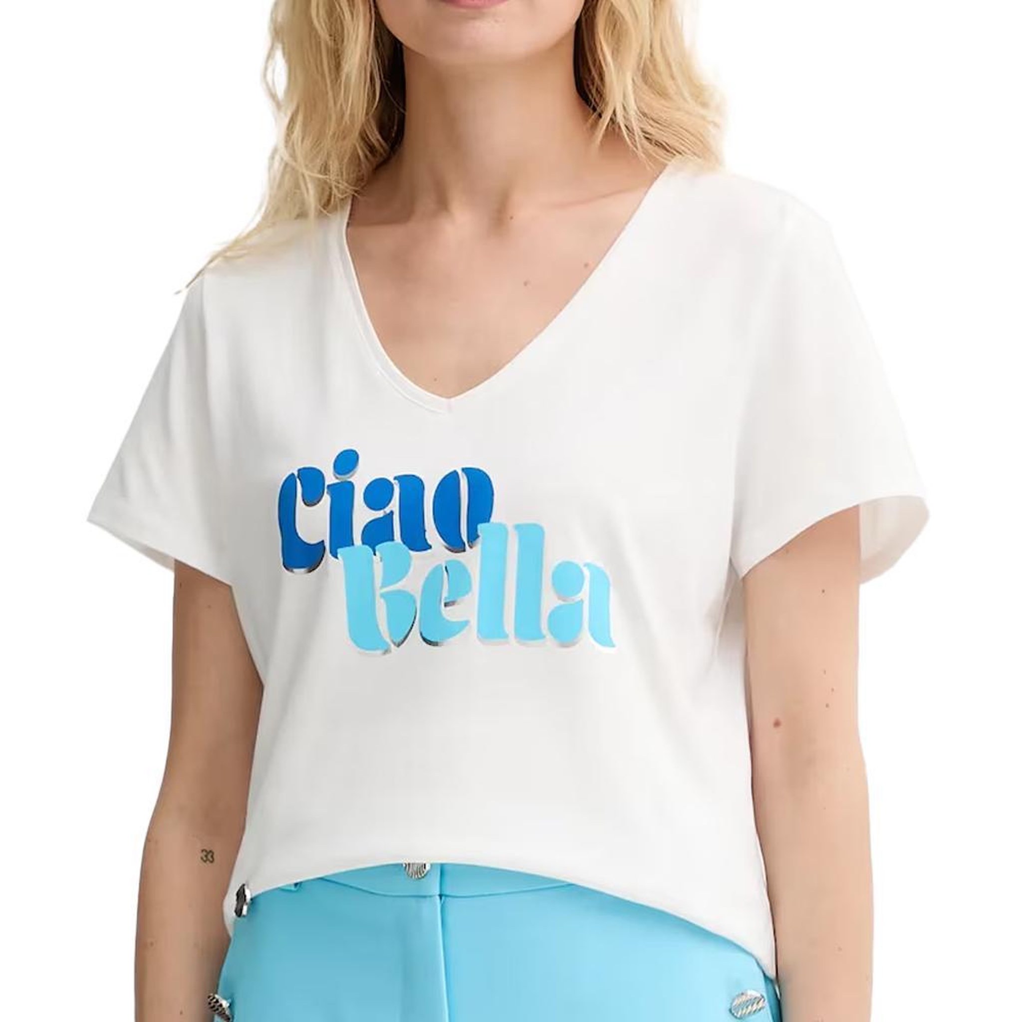 MORGAN T shirt /Bleu Femme Morgan DBELLO. Coloris disponibles : Blanc