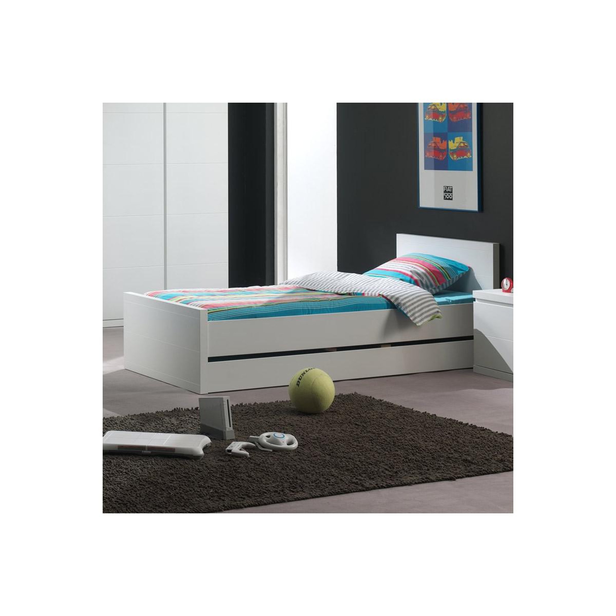 Voir la diapositive 2 : Paris Prix Lit enfant  lara  90x200cm blanc
