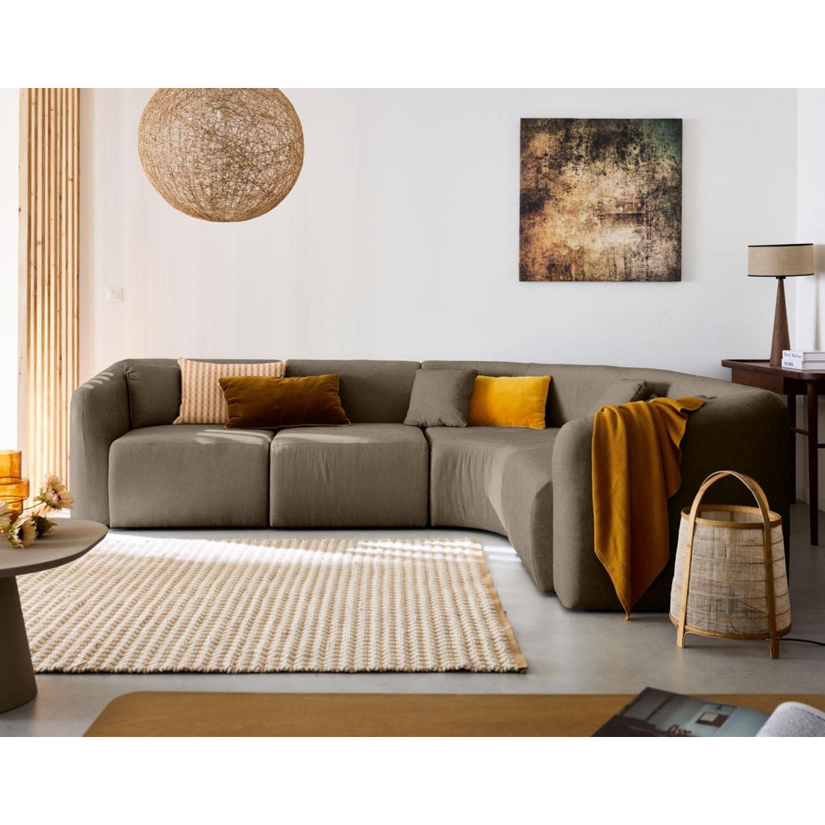 LISA DESIGN Ikare - canapé d'angle modulable réversible - 5 places - en tissu