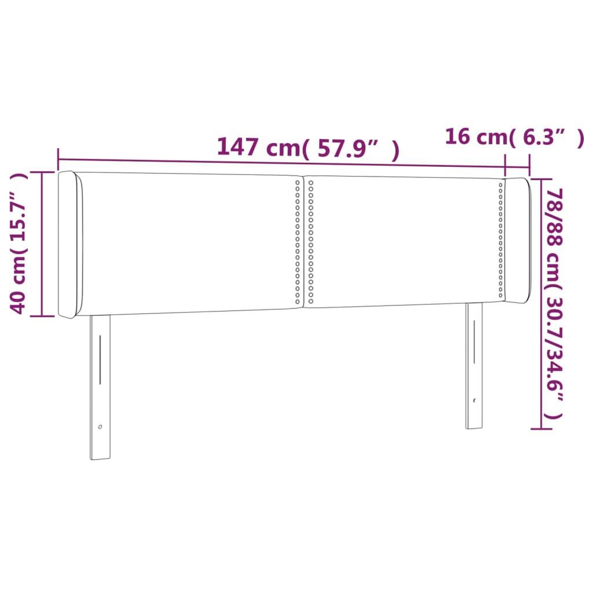 Voir la diapositive 6 : VIDAXL Tete de lit a LED Noir 147x16x78/88 cm Similicuir