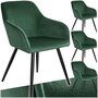 Voir la diapositive 1 : tectake Chaise style scandinave rembourrée aspect velours vert foncé/noir Lot de 4