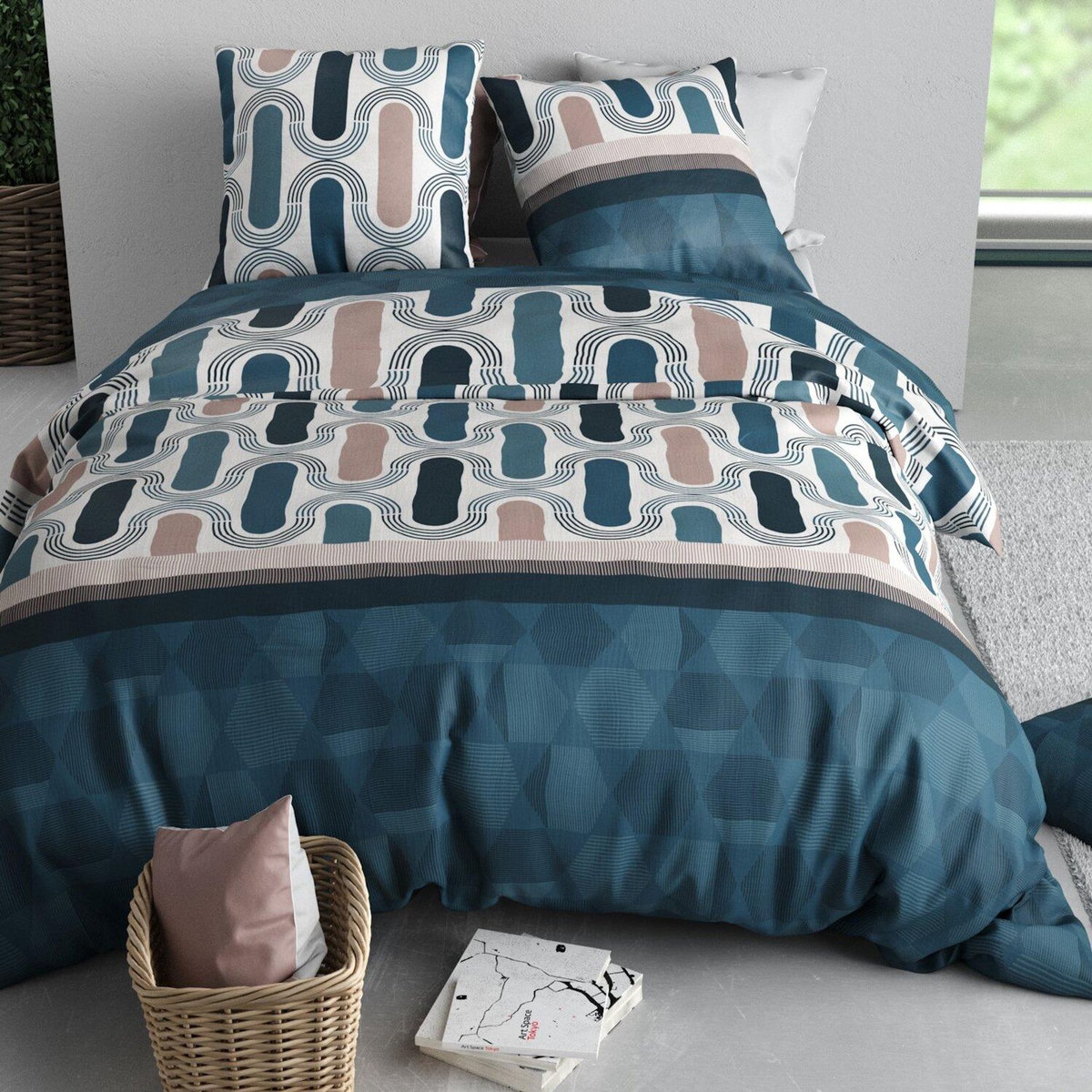 ATELIER DU COTON Parure de couette + 2 taies 100% coton 57fils mistri