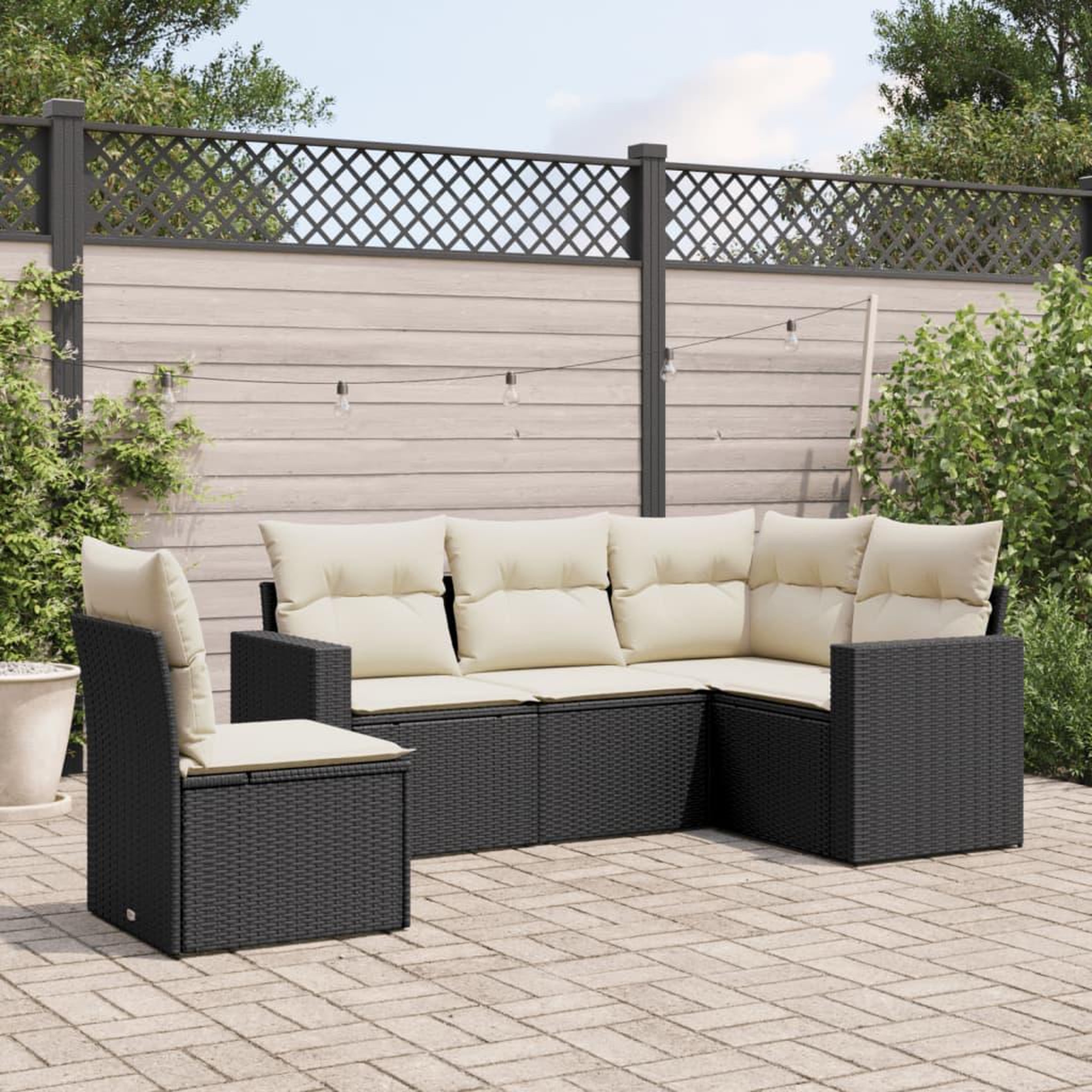 VIDAXL Salon de jardin 5 pcs avec coussins noir resine tressee