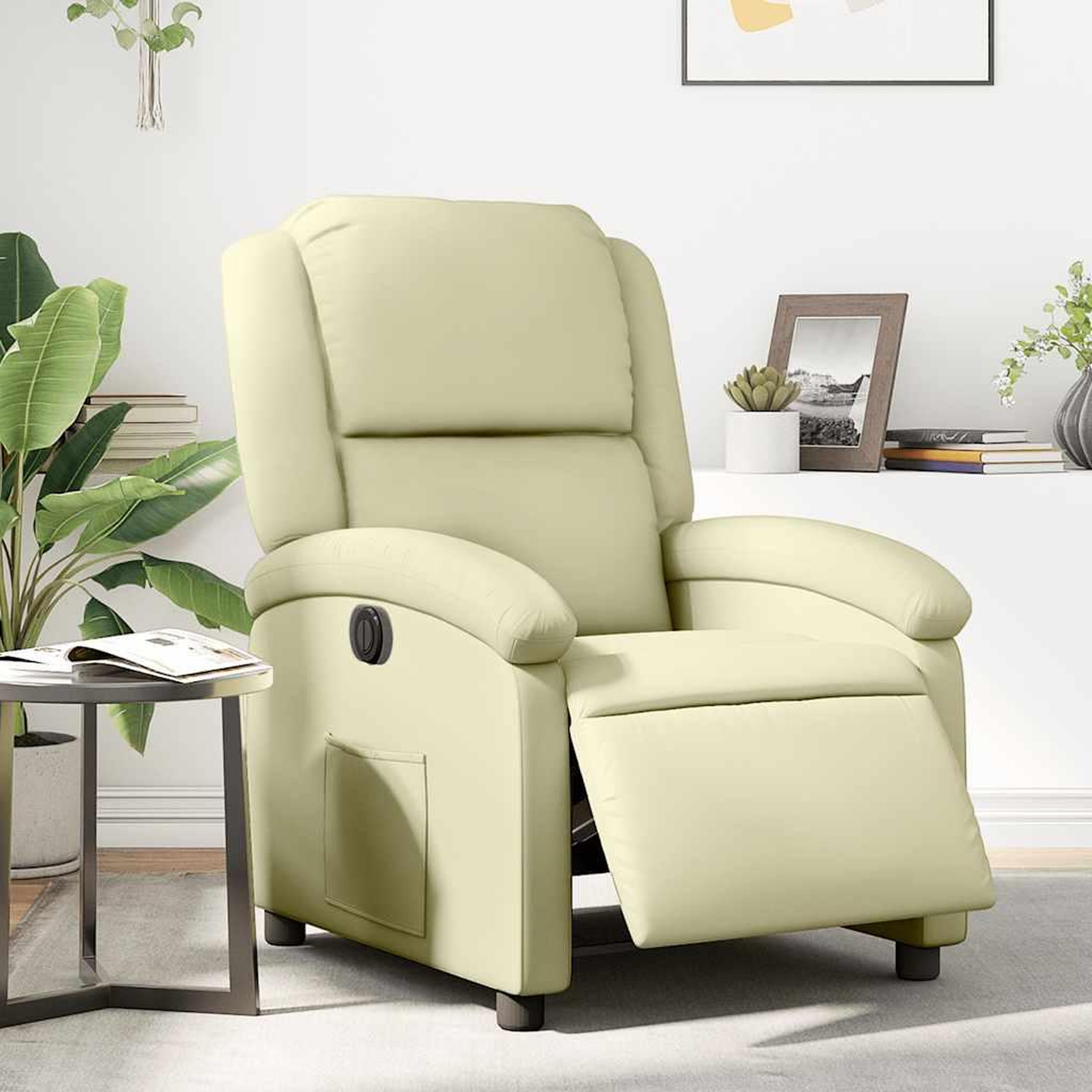 VIDAXL Fauteuil inclinable electrique creme cuir veritable