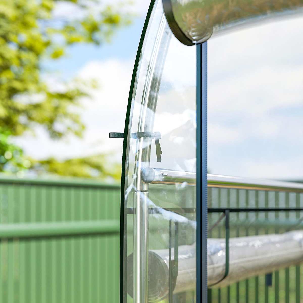 OUTSUNNY Serre à tomates - serre tunnel - 8 portes déroulantes - transparent