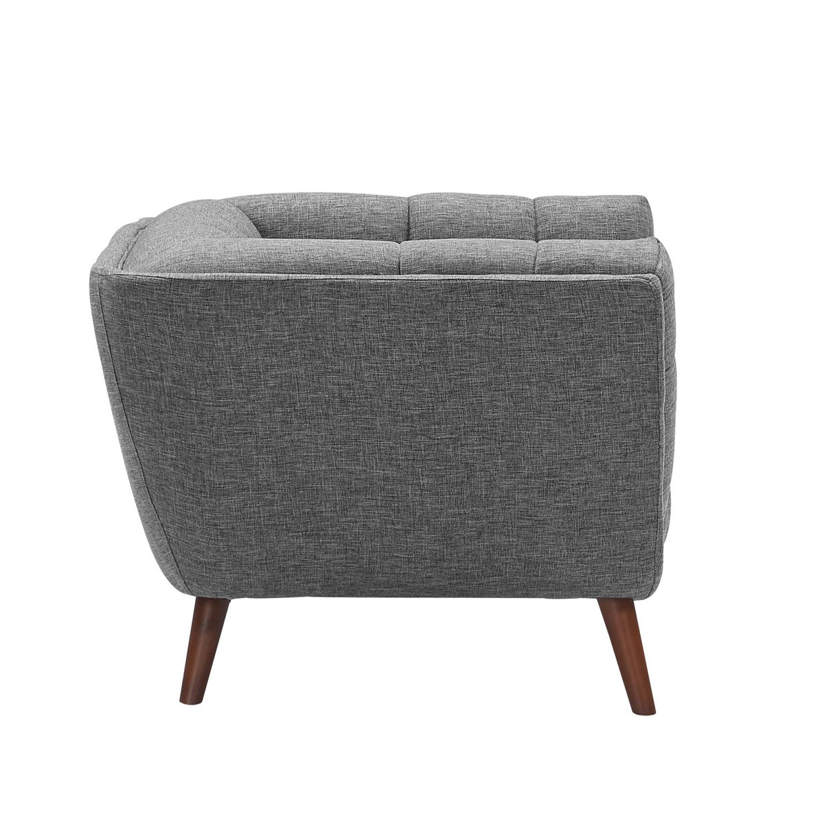 Rendez vous déco Fauteuil capitonné en tissu gris-Carmen