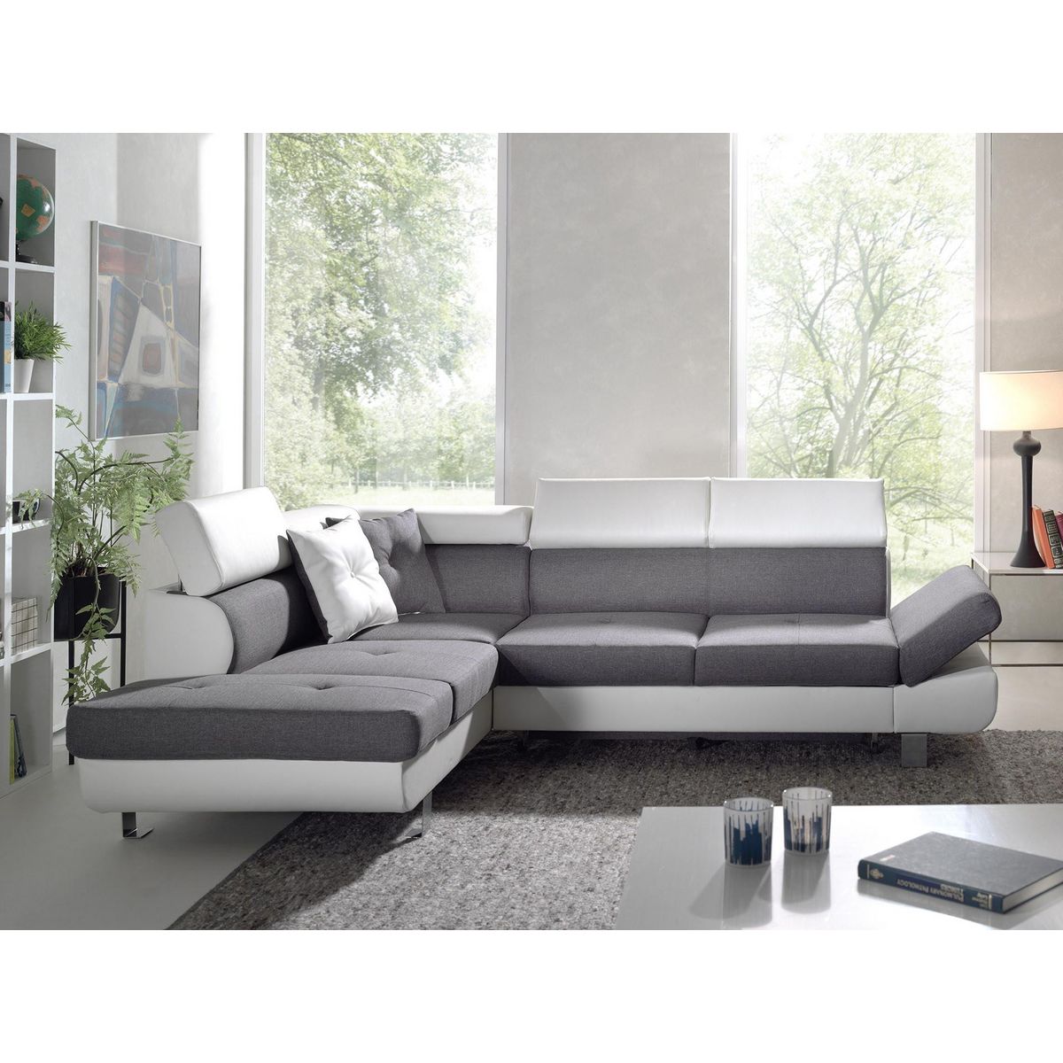 BEST MOBILIER Lisbona - canapé d'angle gauche convertible - 5 places - avec têtières