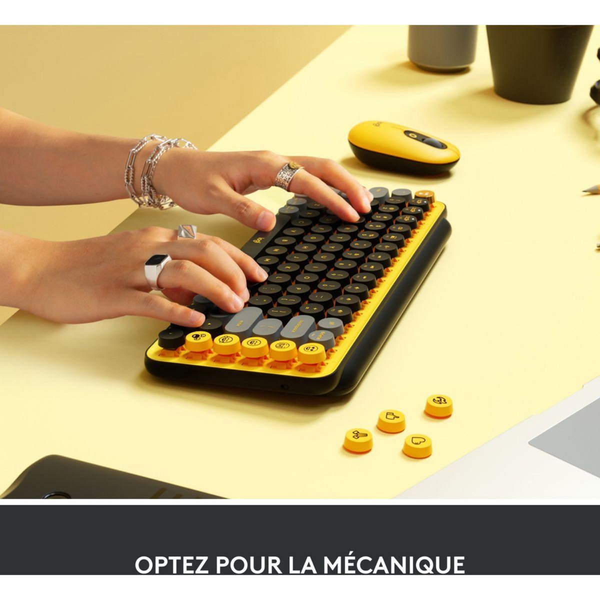 Logitech Clavier sans fil POP Keys Multidispositif-Blast jaune