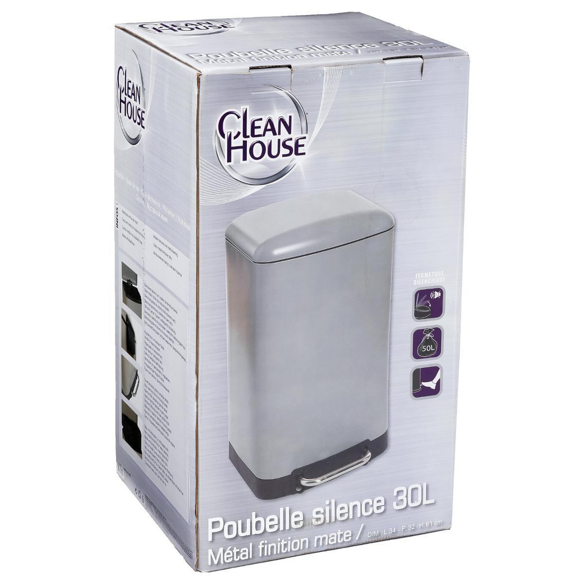 Voir la diapositive 6 : FIVE Poubelle en métal  cuisine  30l taupe