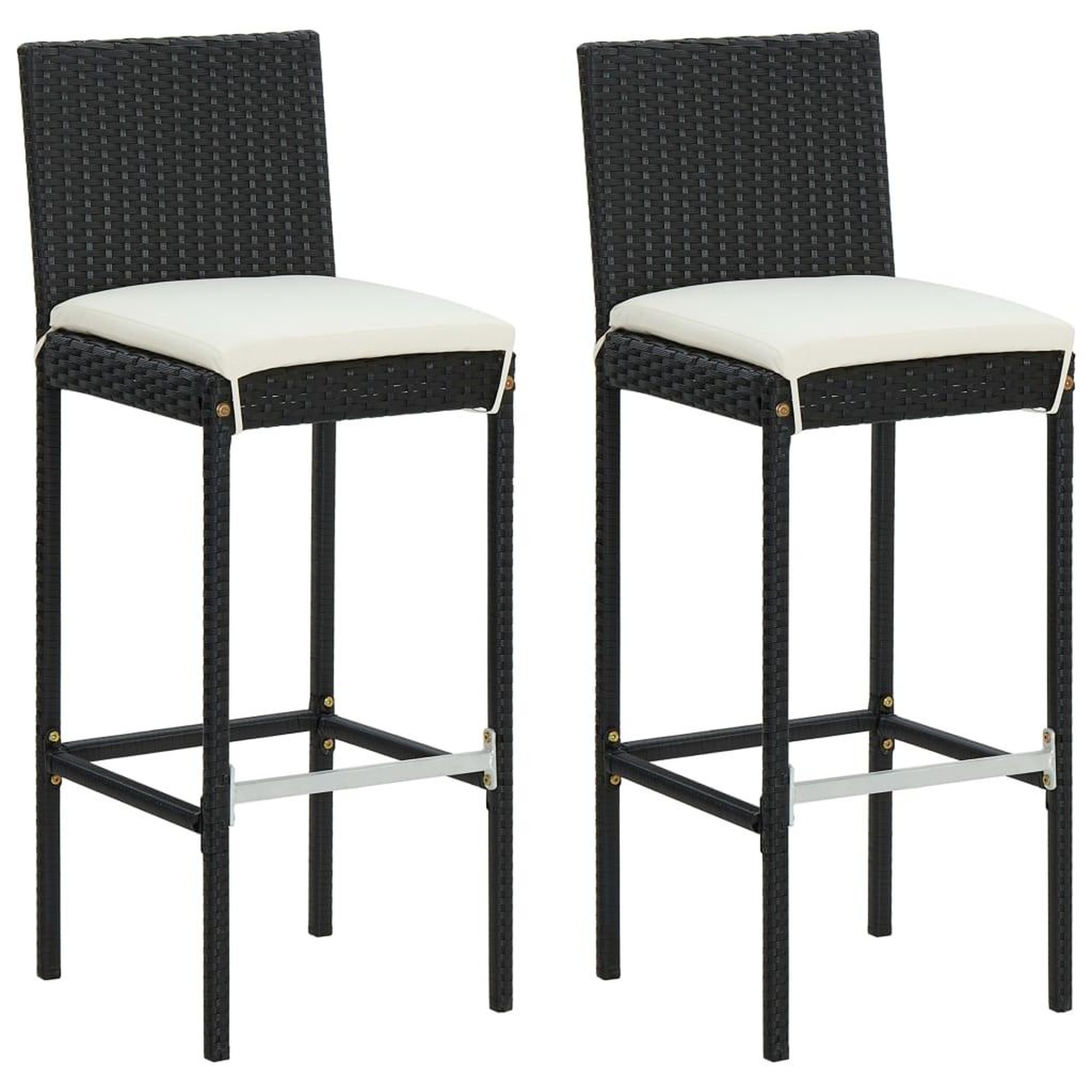 Voir la diapositive 3 : VIDAXL Ensemble de bar d'exterieur 3 pcs coussins Resine tressee Noir