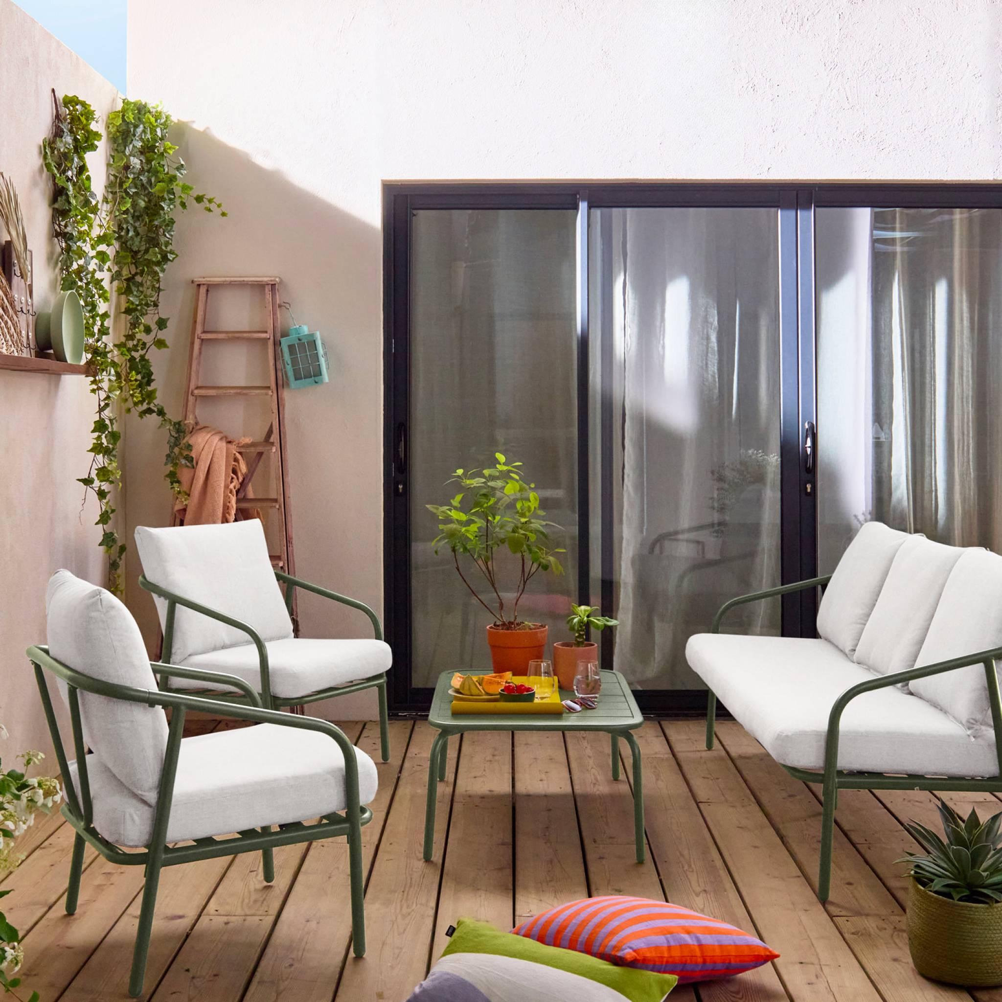 Voir la diapositive 2 : SWEEEK Salon de jardin MESSINA en acier, 5 places