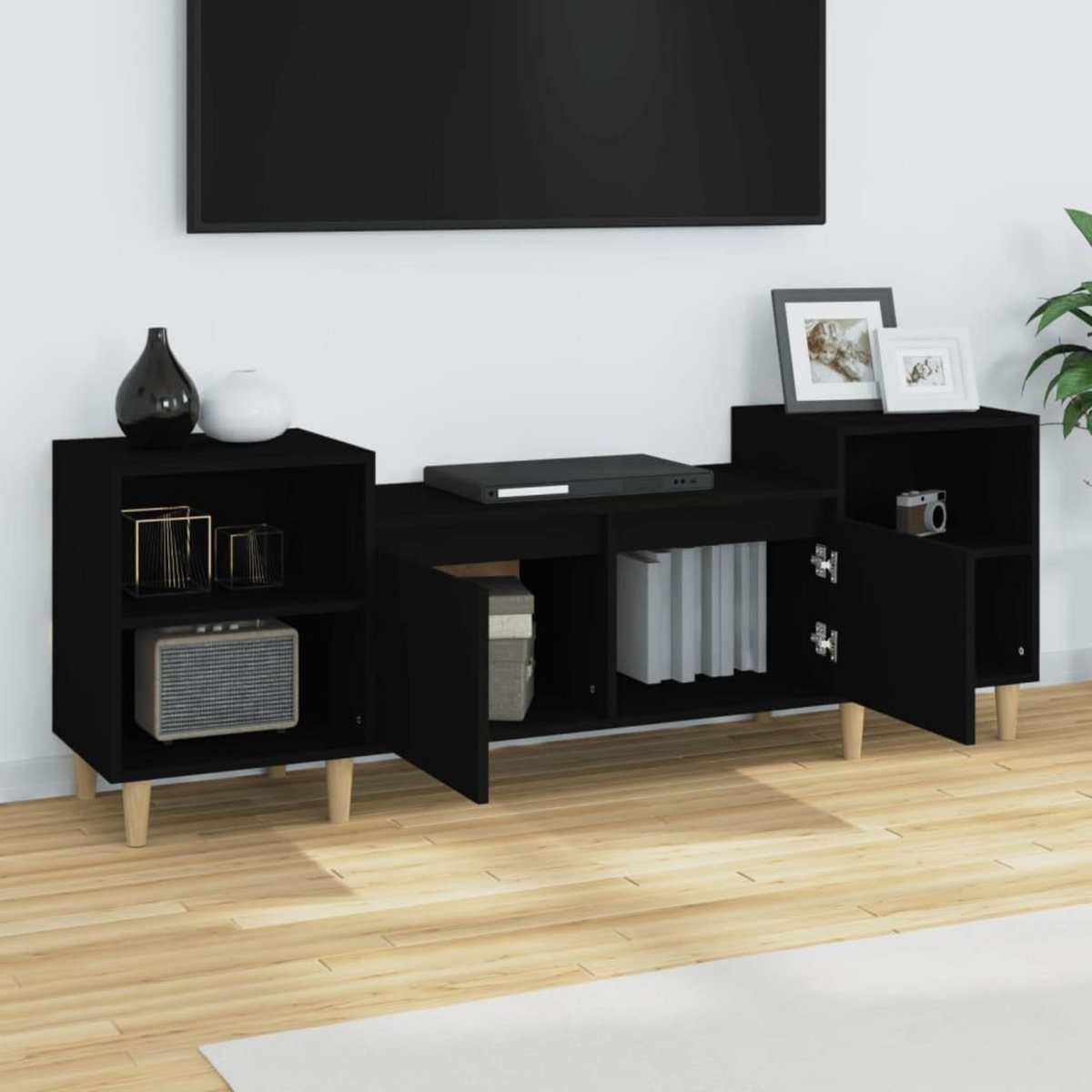 VIDAXL Meuble TV Noir 160x35x55 cm Bois d'ingenierie