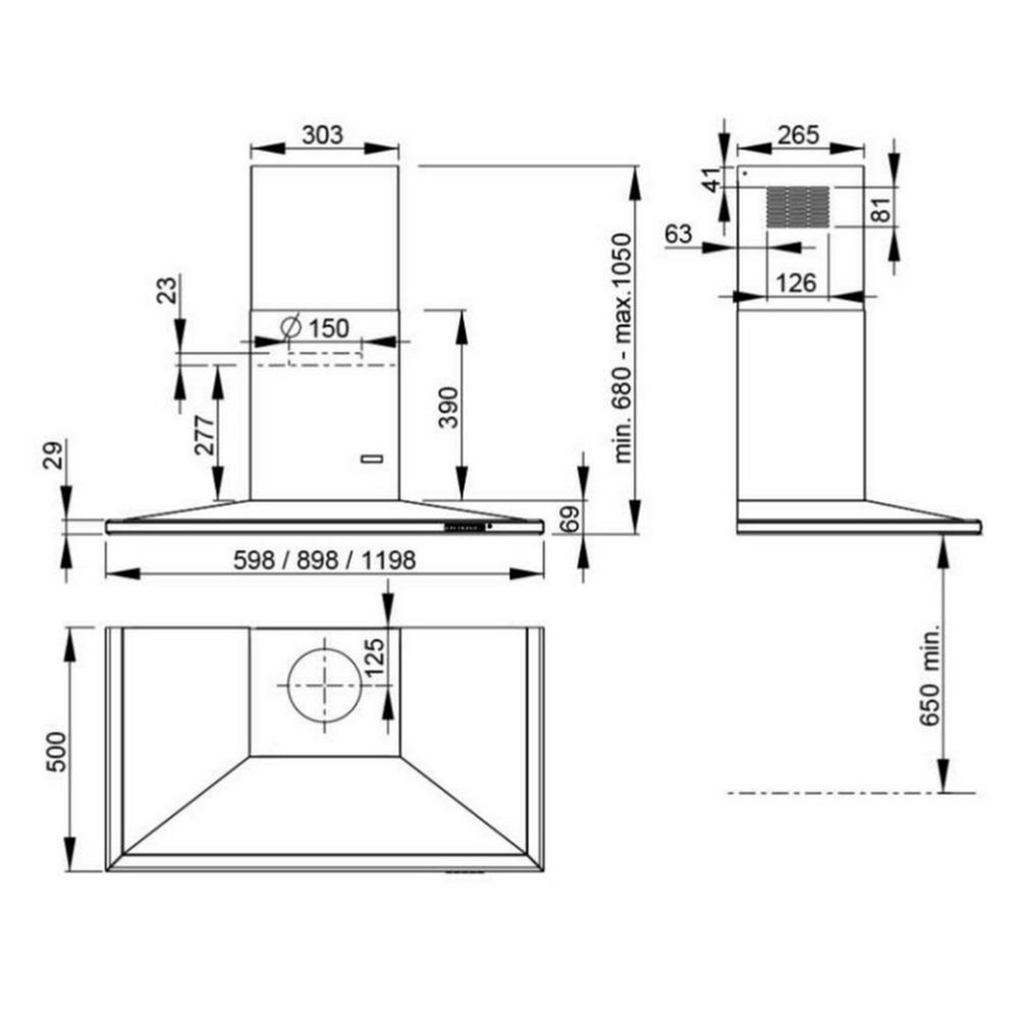 Voir la diapositive 2 : ROBLIN Hotte décorative murale sans moteur 90cm inox - 6018333