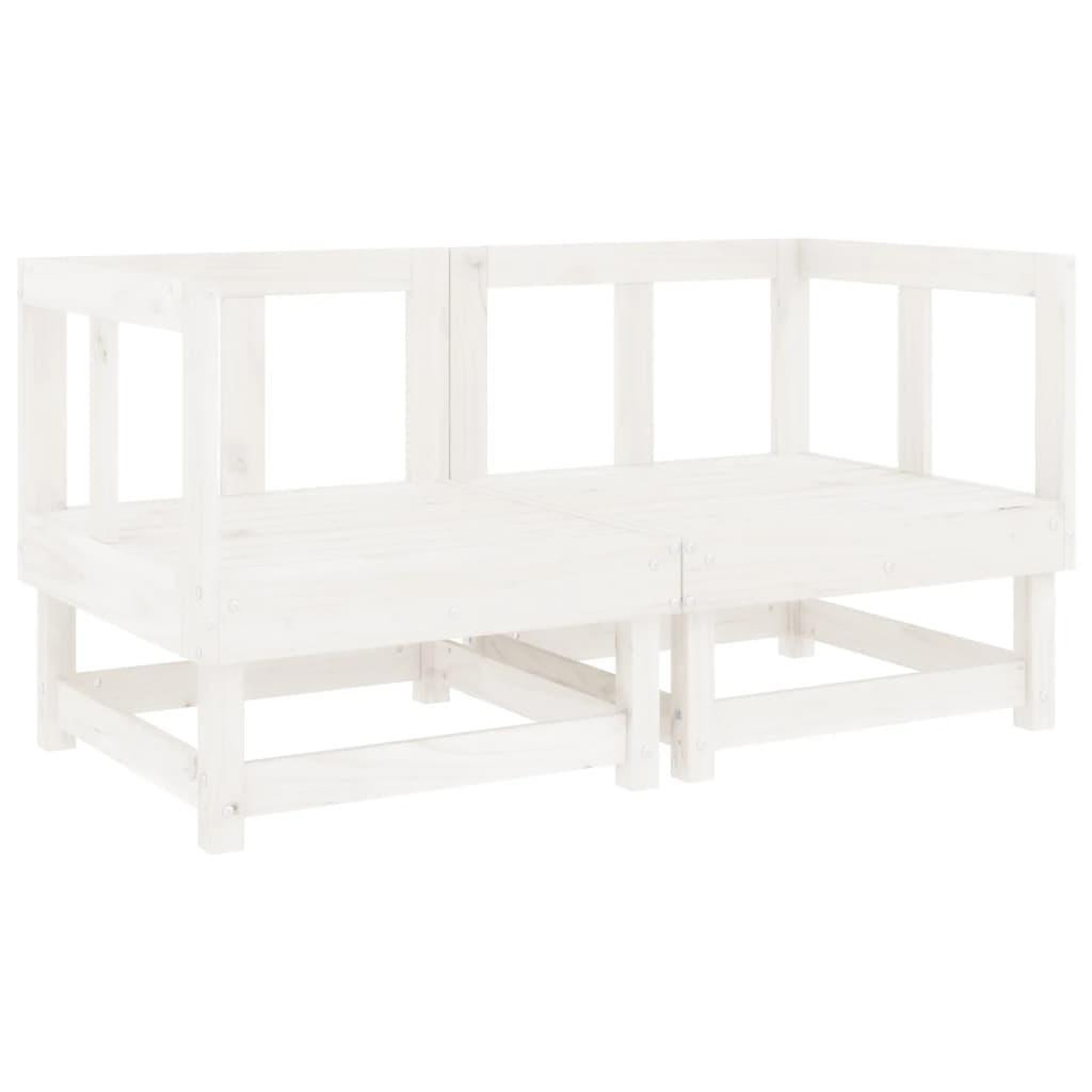 Voir la diapositive 3 : VIDAXL Salon de jardin 7 pcs Blanc Bois de pin massif