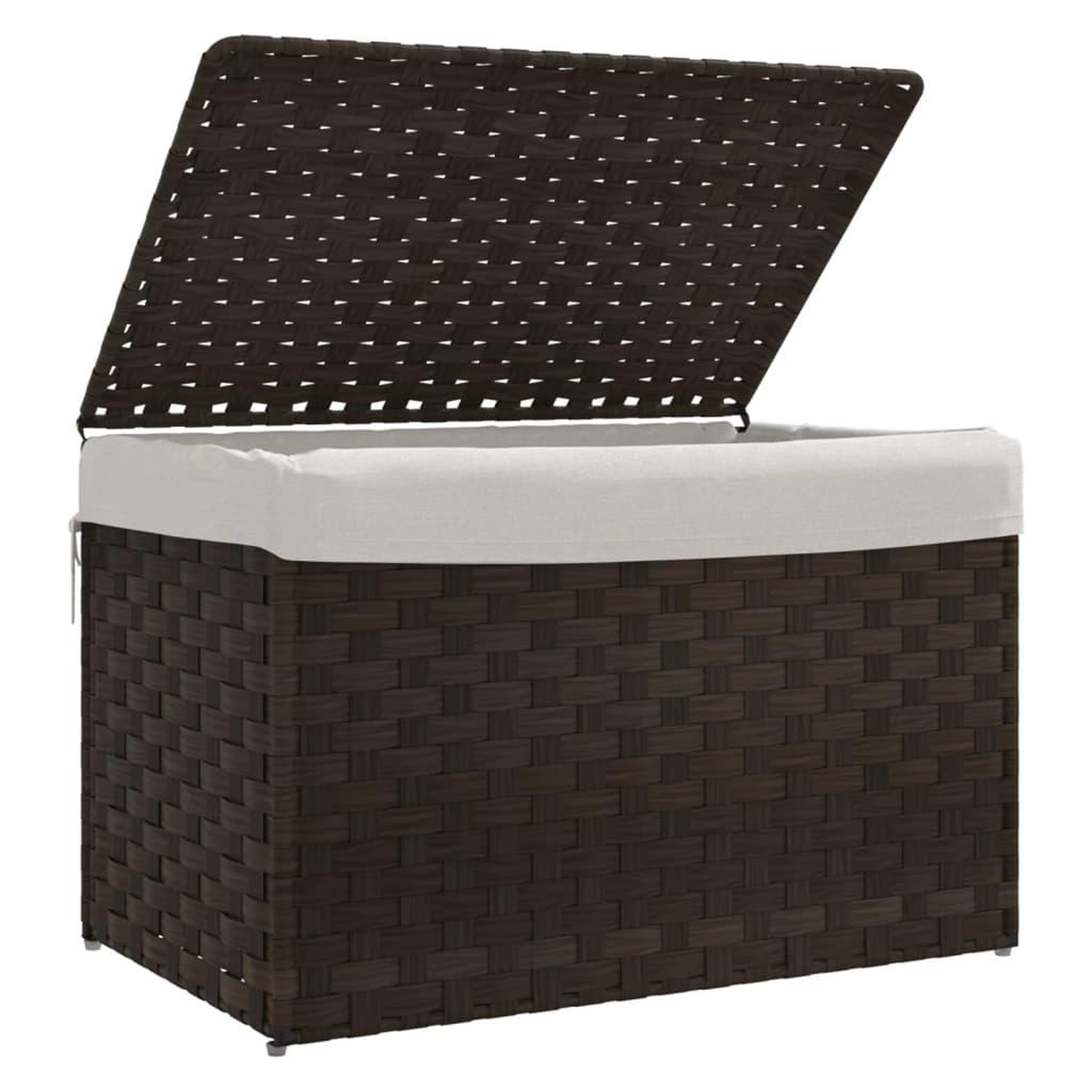 Voir la diapositive 4 : VIDAXL Panier a linge avec couvercle marron fonce resine tressee