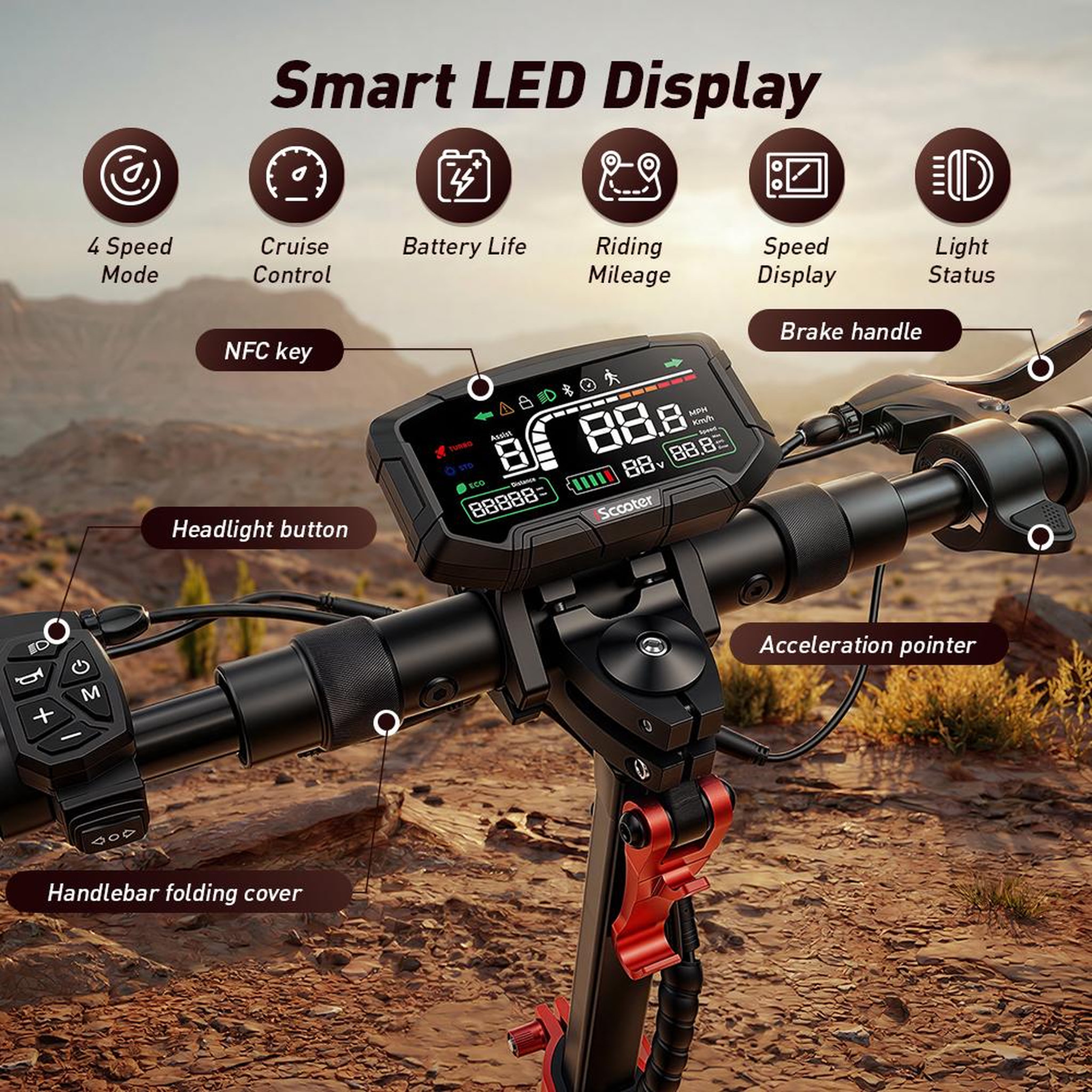Voir la diapositive 5 : ISCOOTER iScooter GX3Pro 11  Trottinette électrique 48 V 17,5 Ah, suspension complète, tout-terrain, longue portée, noir