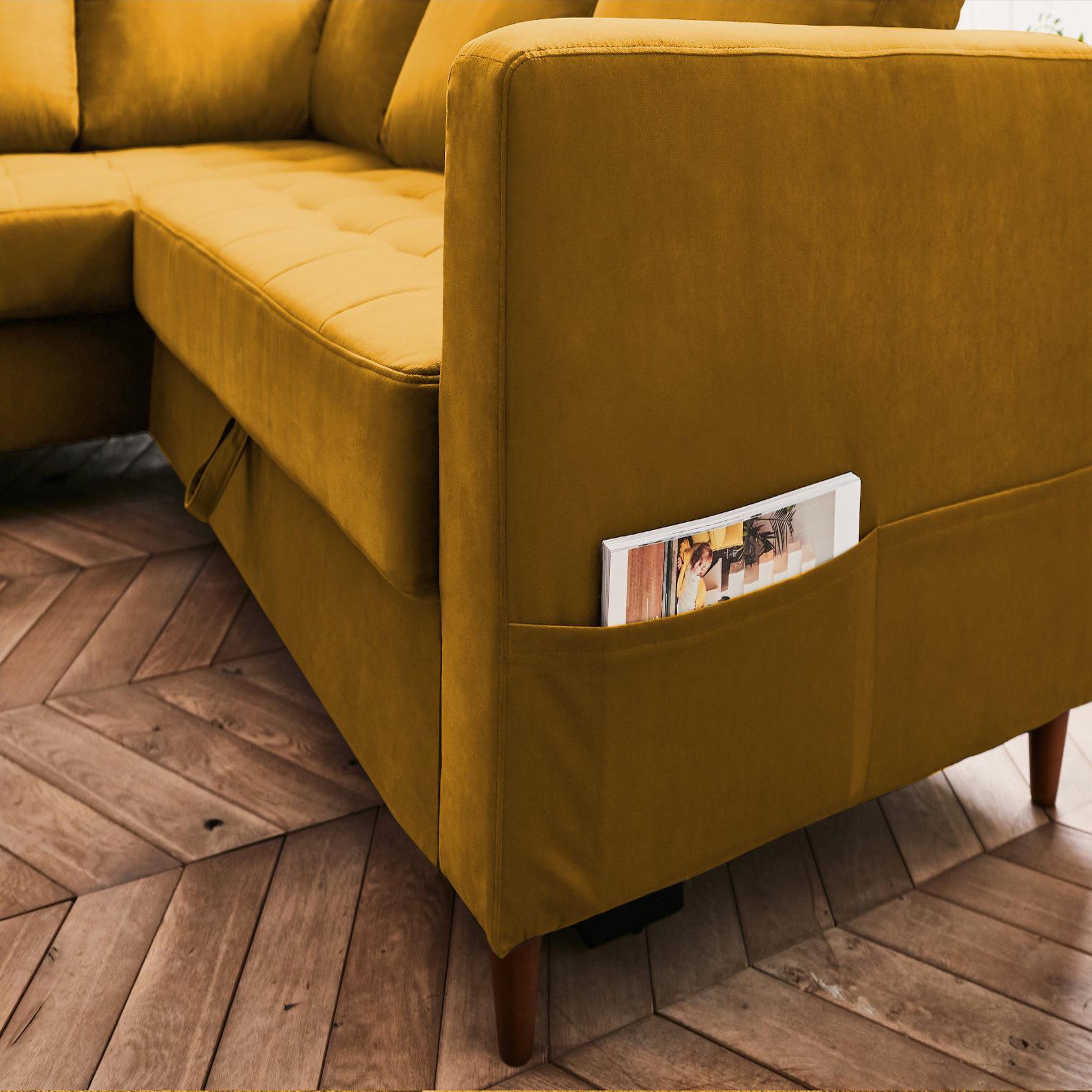 Voir la diapositive 4 : LISA DESIGN Anna - canapé d'angle gauche - 5 places - convertible - en velours