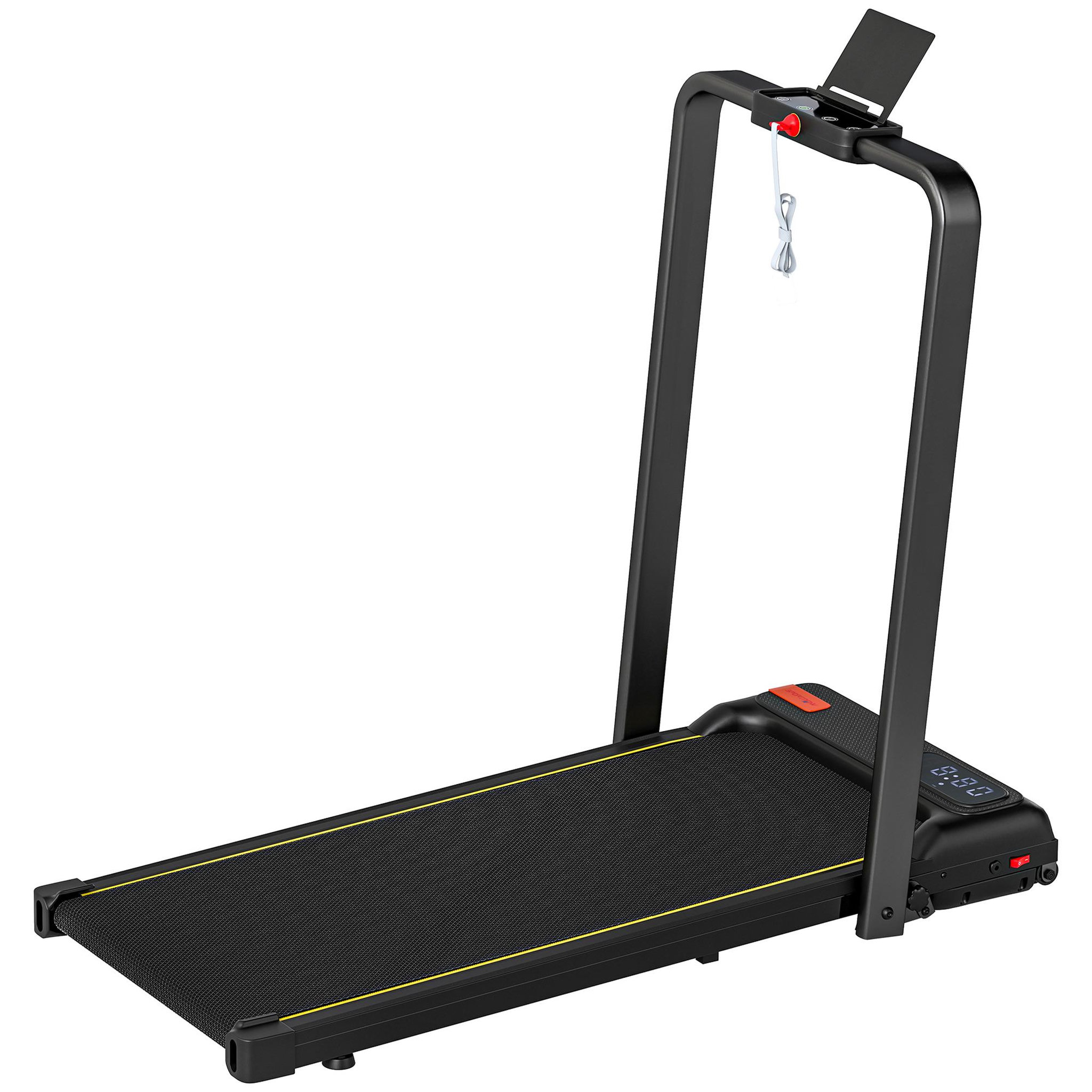 HOMCOM Tapis de marche pliable 1-6km/h inclinaison réglable 4% max. Télécommande affichage led clé sécurité