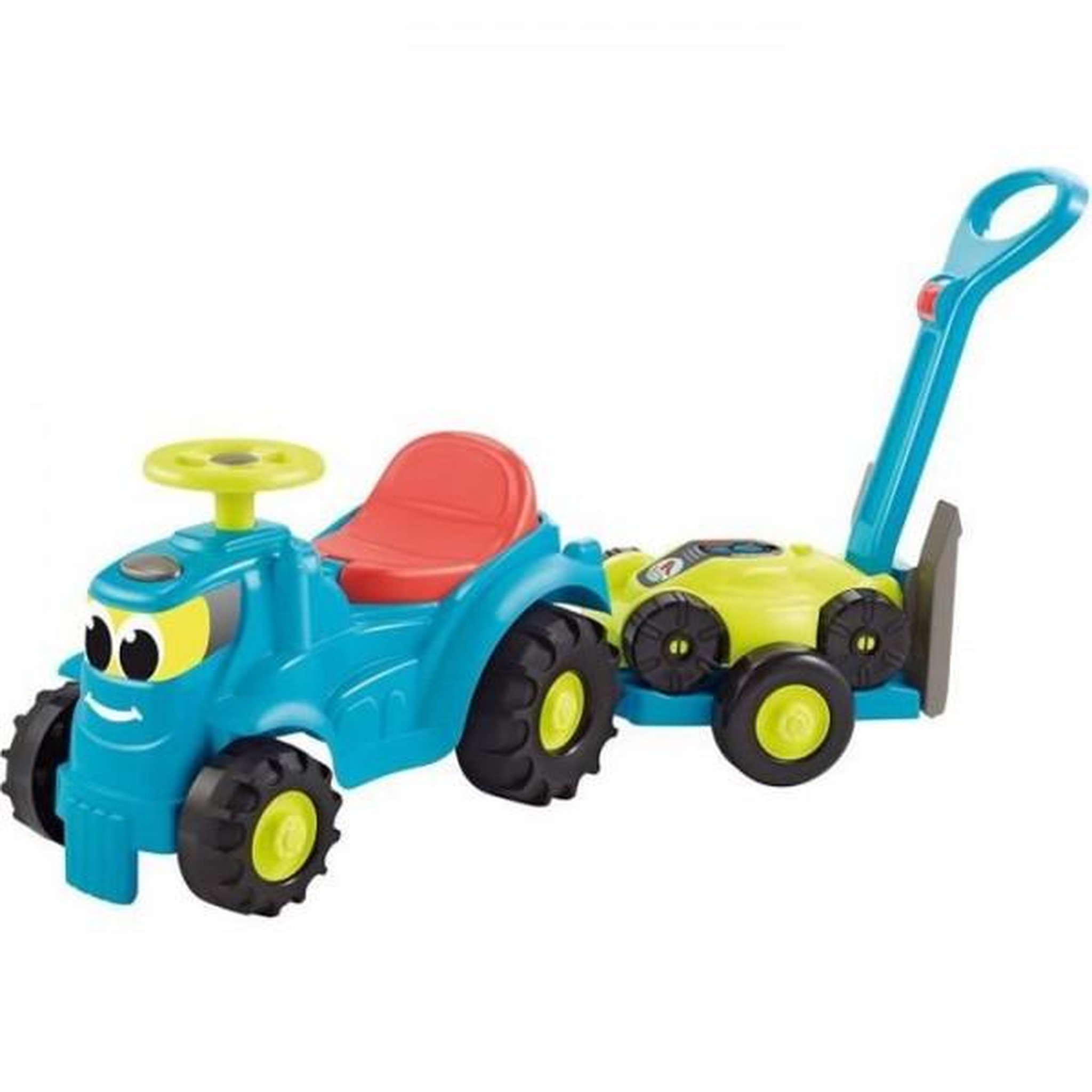 Ecoiffier Porteur Trotteur  Tracteur remorque + tondeuse 103,5 cm - ECOIFFIER - Pour bébé - Multicolore - Origine France Garantie