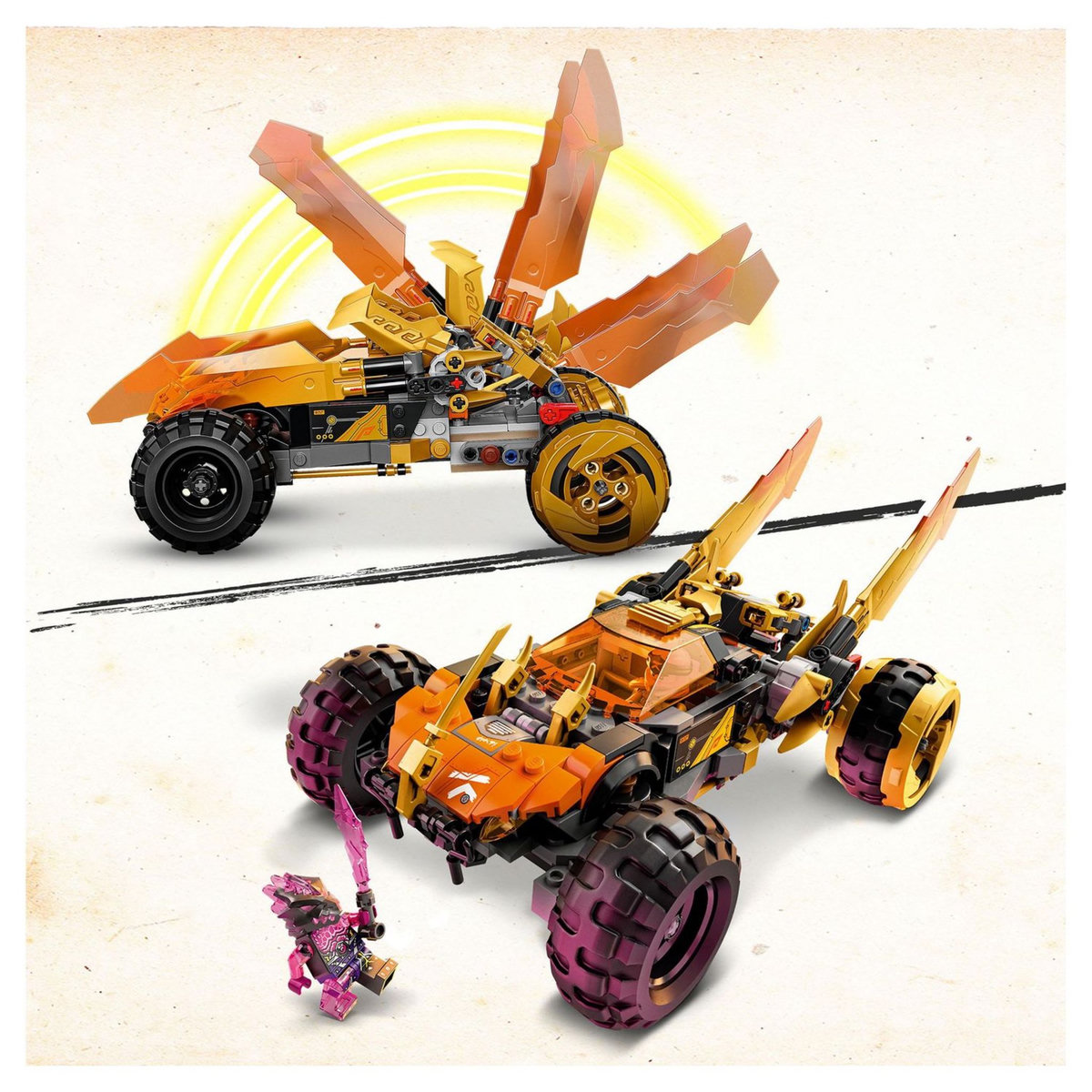 LEGO NINJAGO 71769 Le Bolide Dragon de Cole, Jouet de Voiture et Figurines pour Enfants