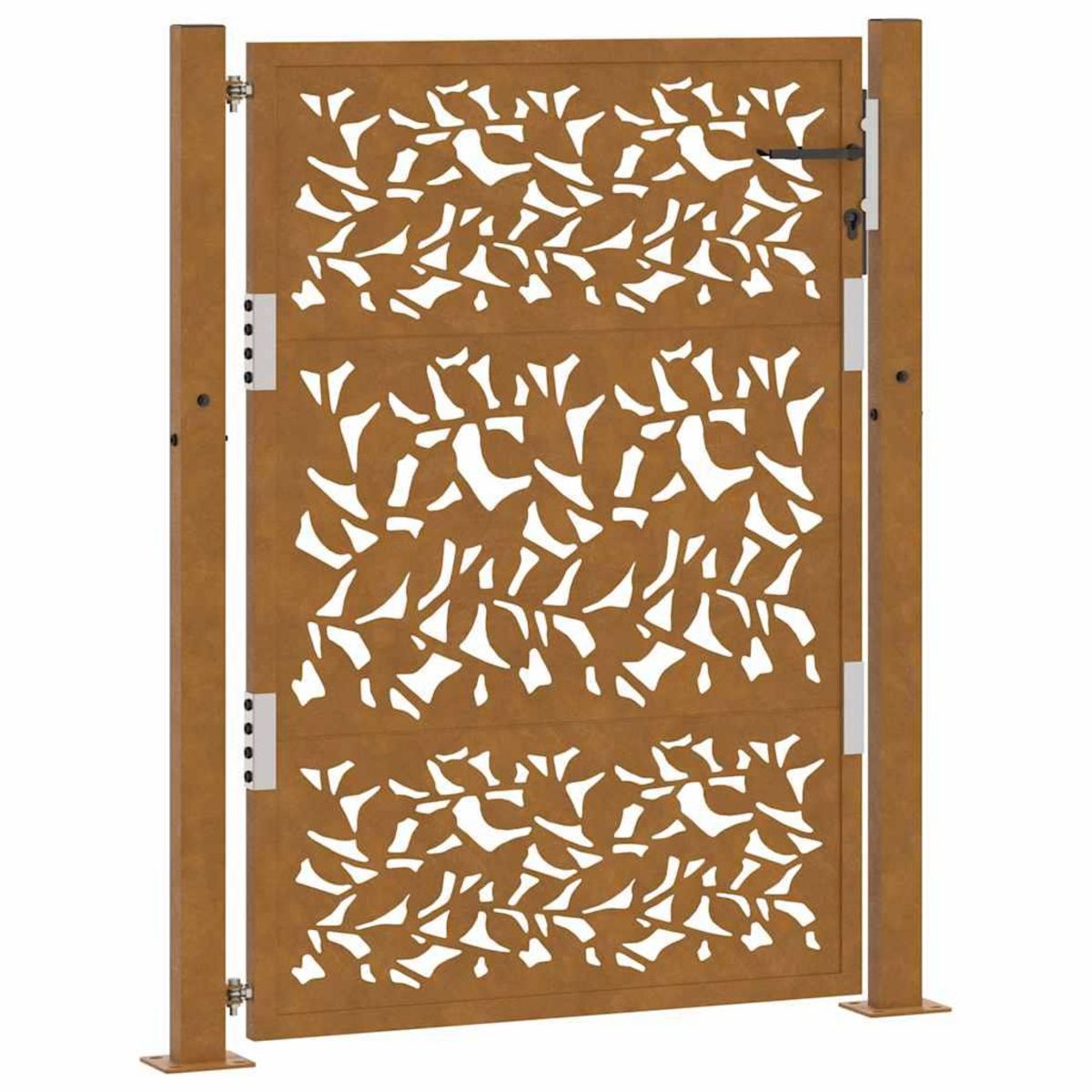 VIDAXL Porte de jardin acier resistant aux intemperies design feuilles