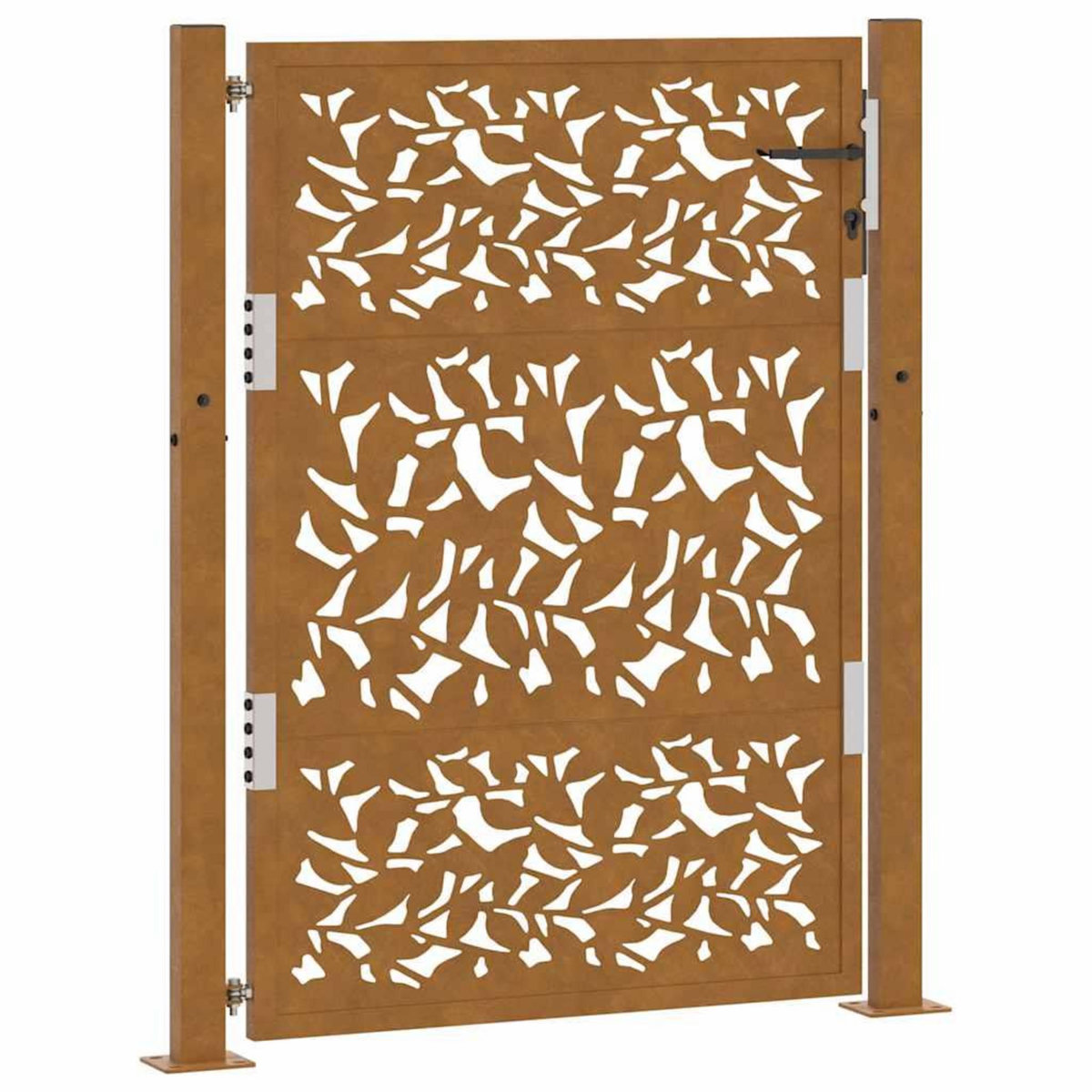 VIDAXL Porte de jardin acier resistant aux intemperies design feuilles