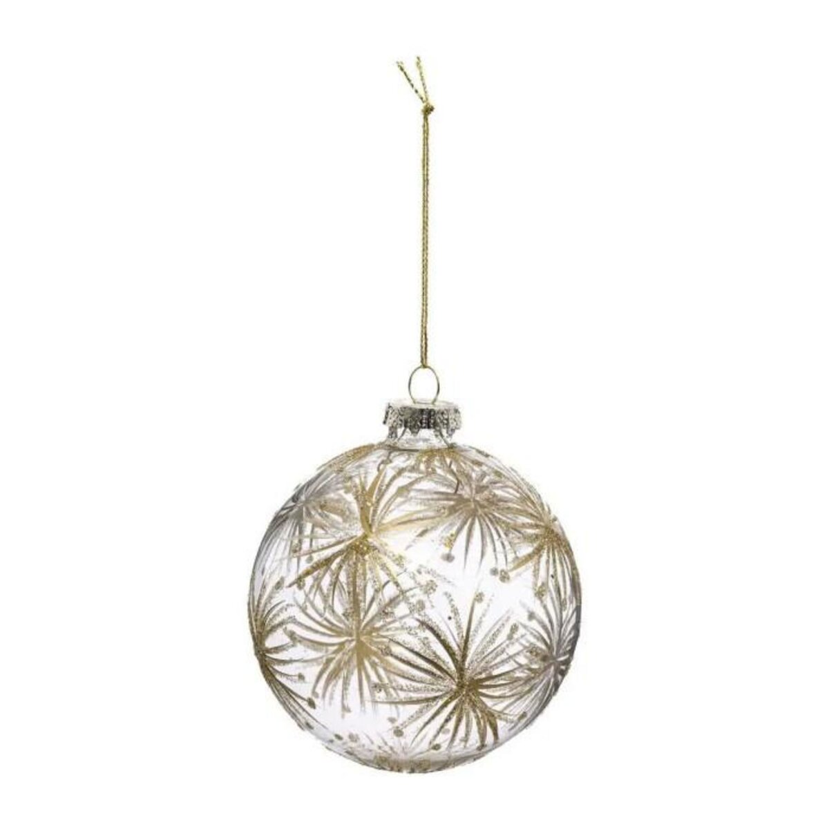 ATMOSPHERA Boule de Noël Fleurs  Manoir d'Hiver  9cm Or