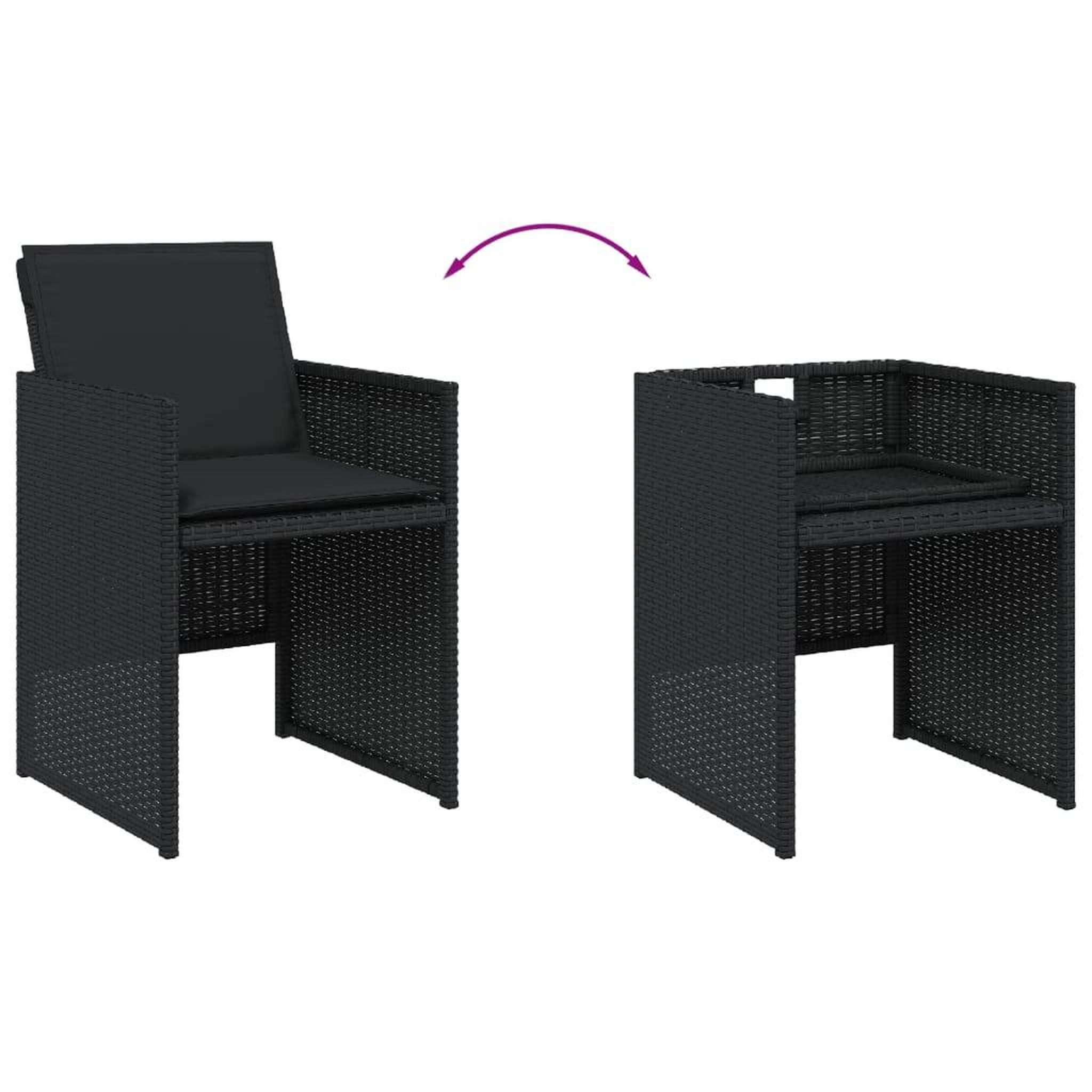 Voir la diapositive 5 : VIDAXL Ensemble a manger de jardin 13 pcs coussins noir resine tressee