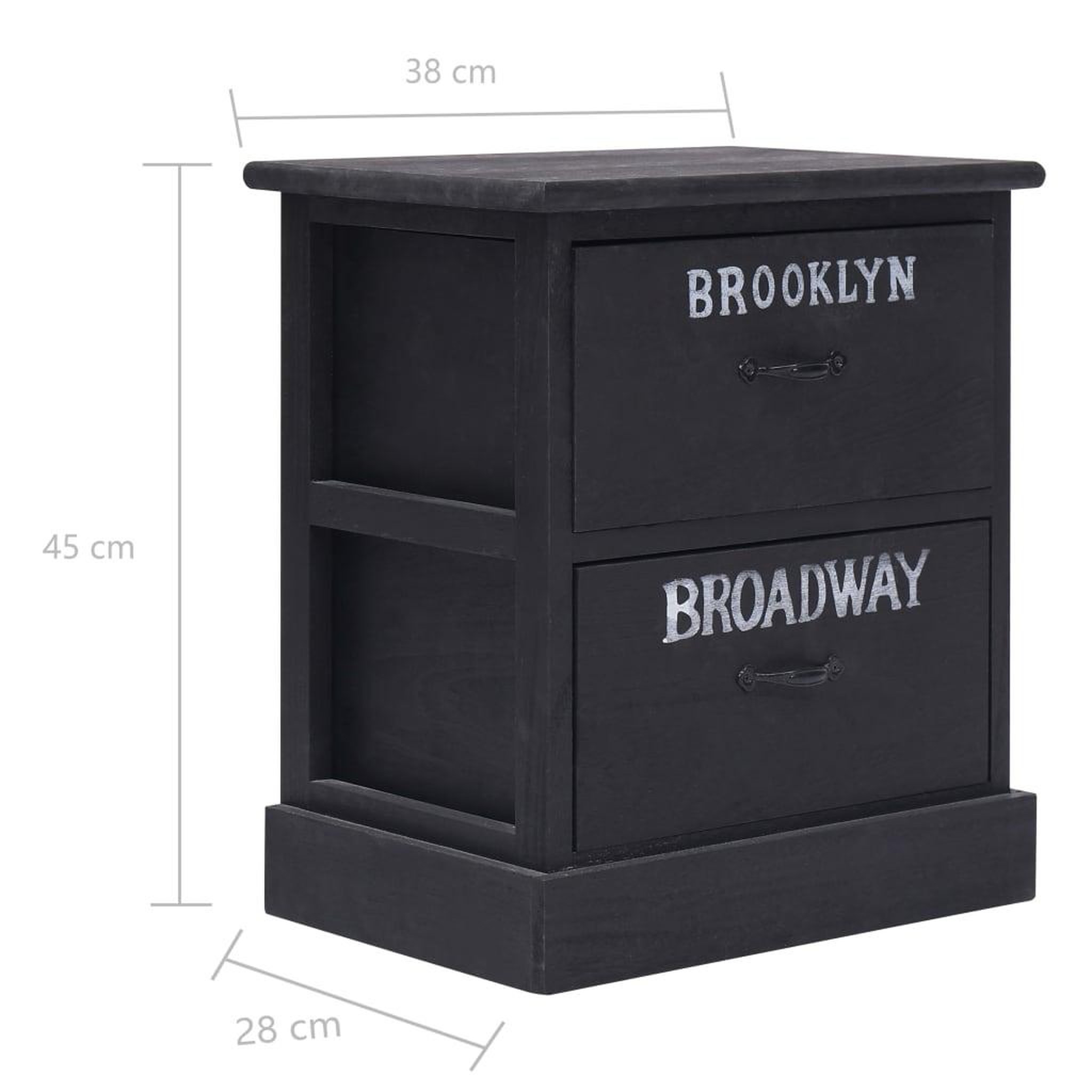 Voir la diapositive 6 : VIDAXL 2 pcs Tables de chevet Noir 38x28x45 cm Bois de Paulownia
